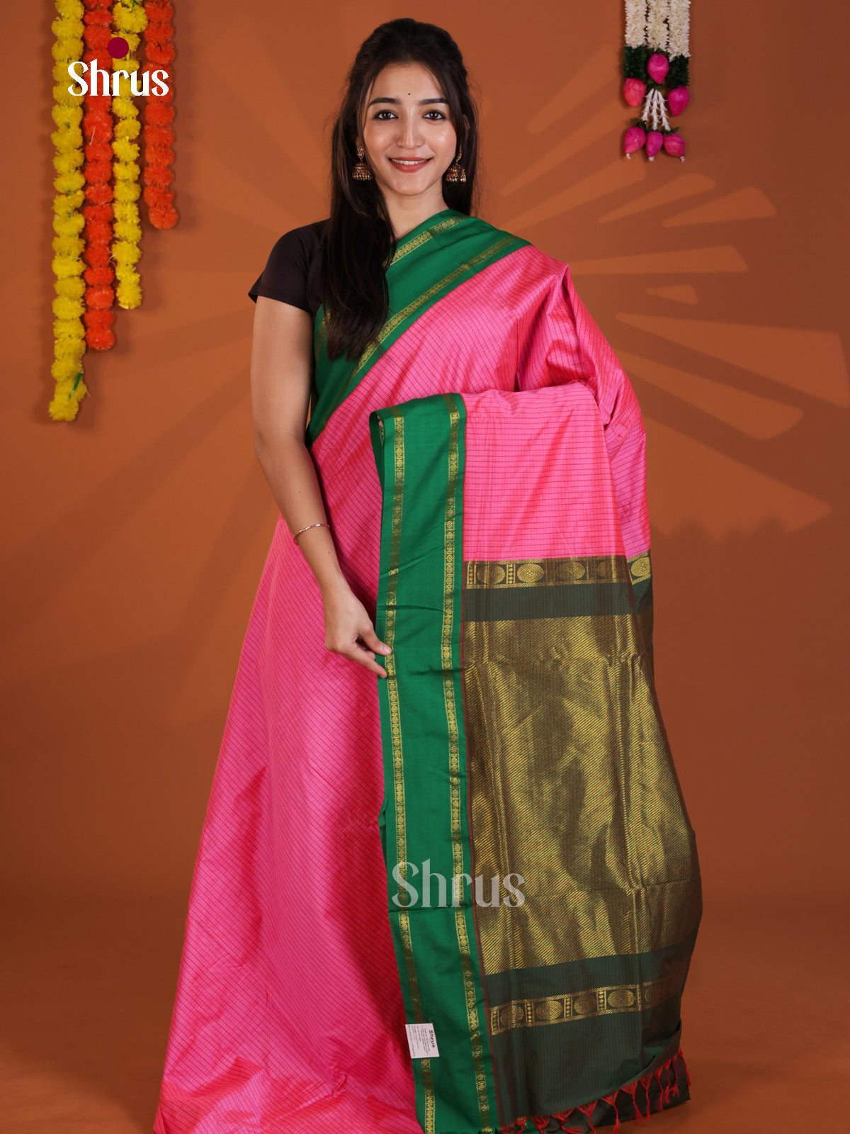 Pink & Green - Kalyani Cotton Saree