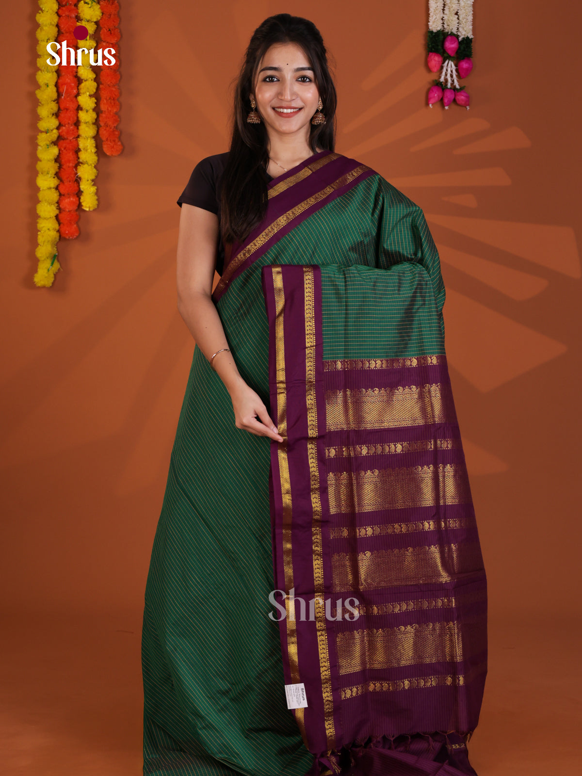 Green & maroon - Kalyani Cotton Saree - Shop on Shrus.com