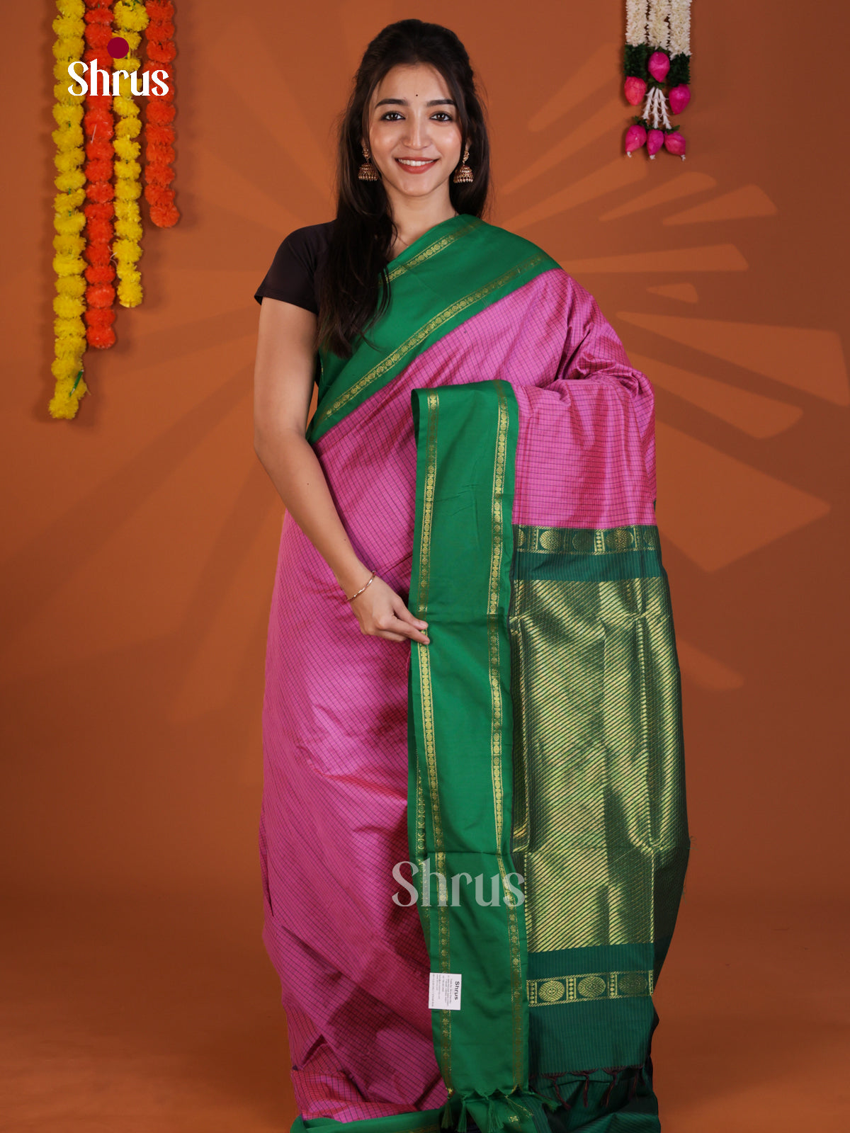 Pink & Green - Kalyani Cotton Saree