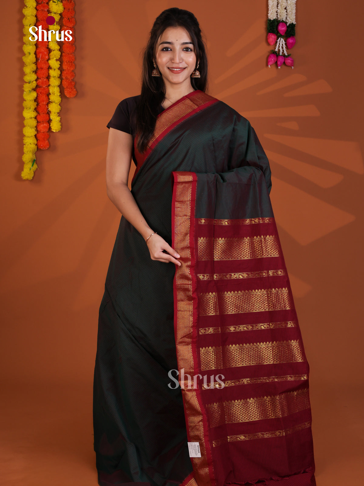 Green & Maroon - Kalyani Cotton Saree - Shop on Shrus.com