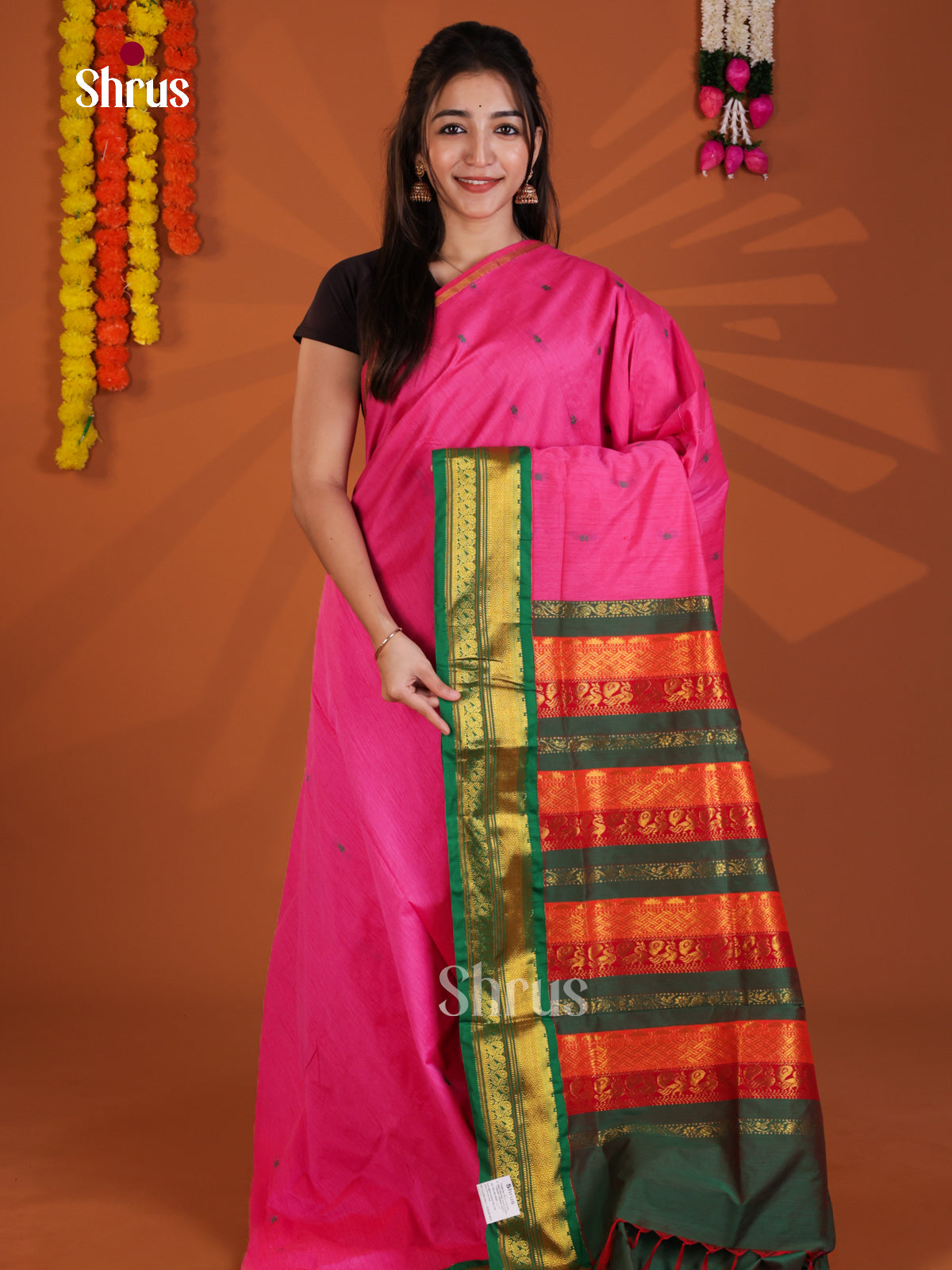 Pink & Green - Kalyani Cotton Saree