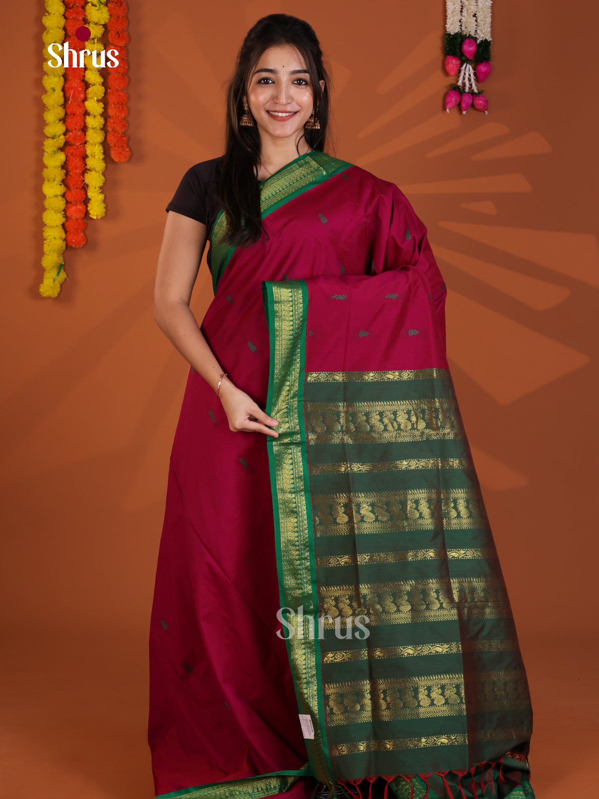 maroon & Green- Kalyani Cotton Saree