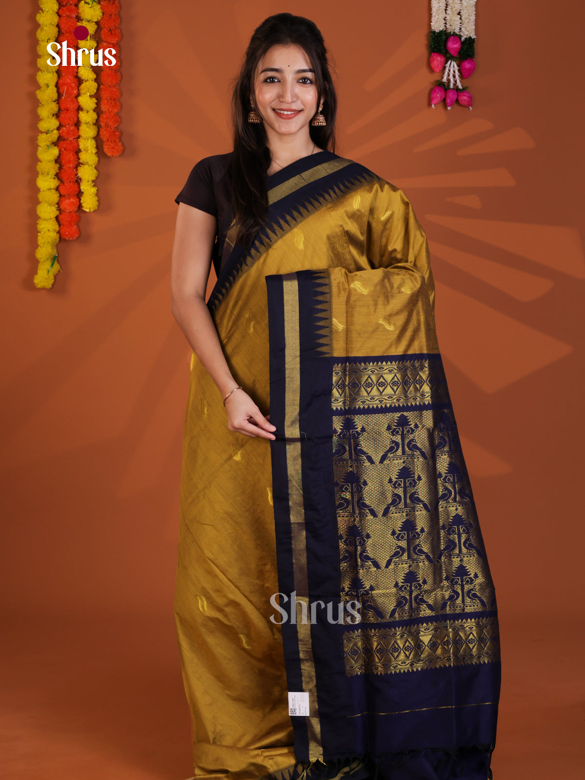 Mustard & Blue - Kalyani Cotton Saree - Shop on Shrus.com