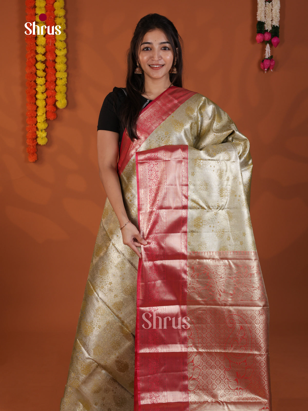 Green & Pink - Kanchipuram-halfpure Saree- DLS29102 - Shop on Shrus.com