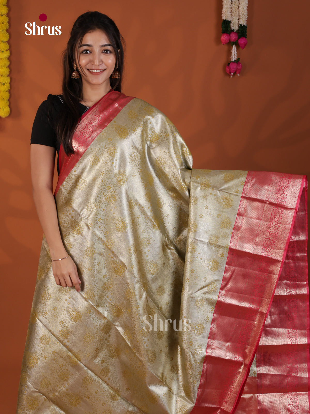 Green & Pink - Kanchipuram-halfpure Saree- DLS29102 - Shop on Shrus.com