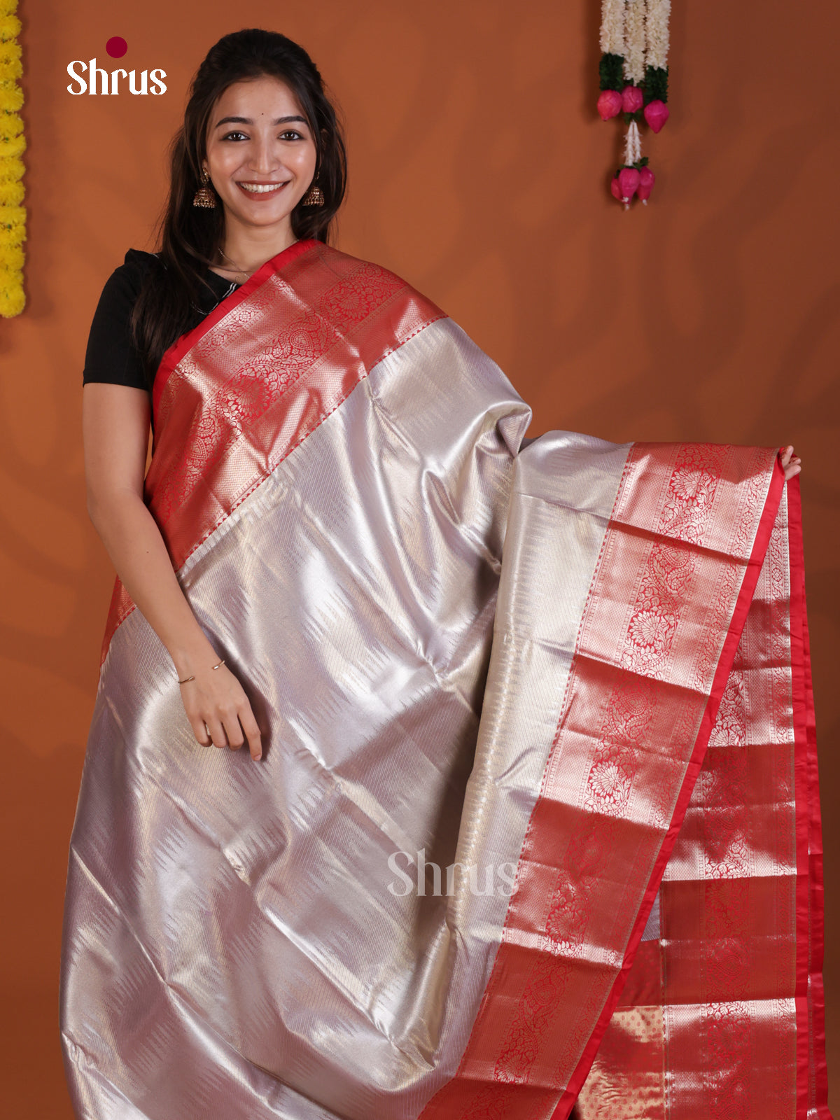 Purple & Red - Kanchipuram-halfpure Saree- DLS29131 - Shop on Shrus.com