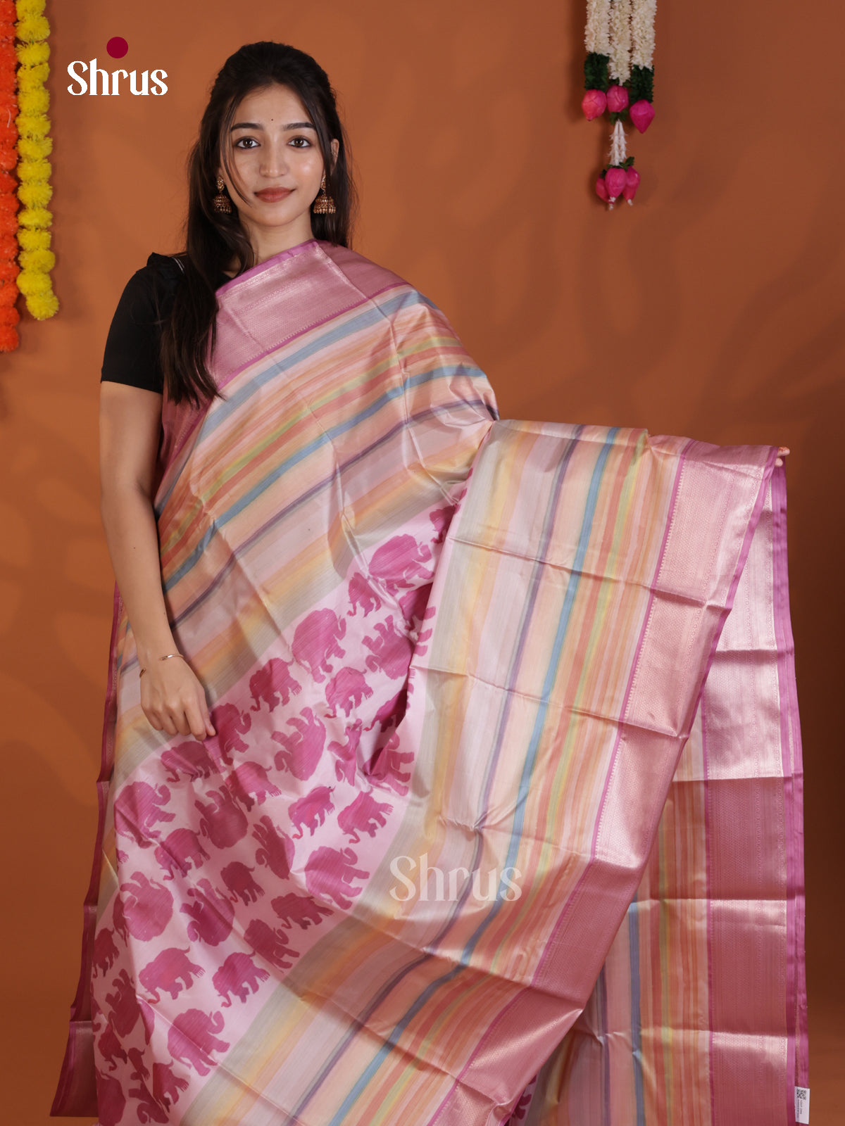 Multicolor & Lavender Kanchipuram-halfpure Saree- DLS29230 - Shop on Shrus.com