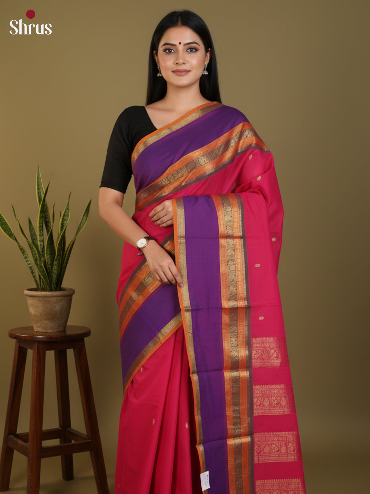 Pink & Purple- Chettinad Cotton Saree - DLS30268 - Shop on Shrus.com