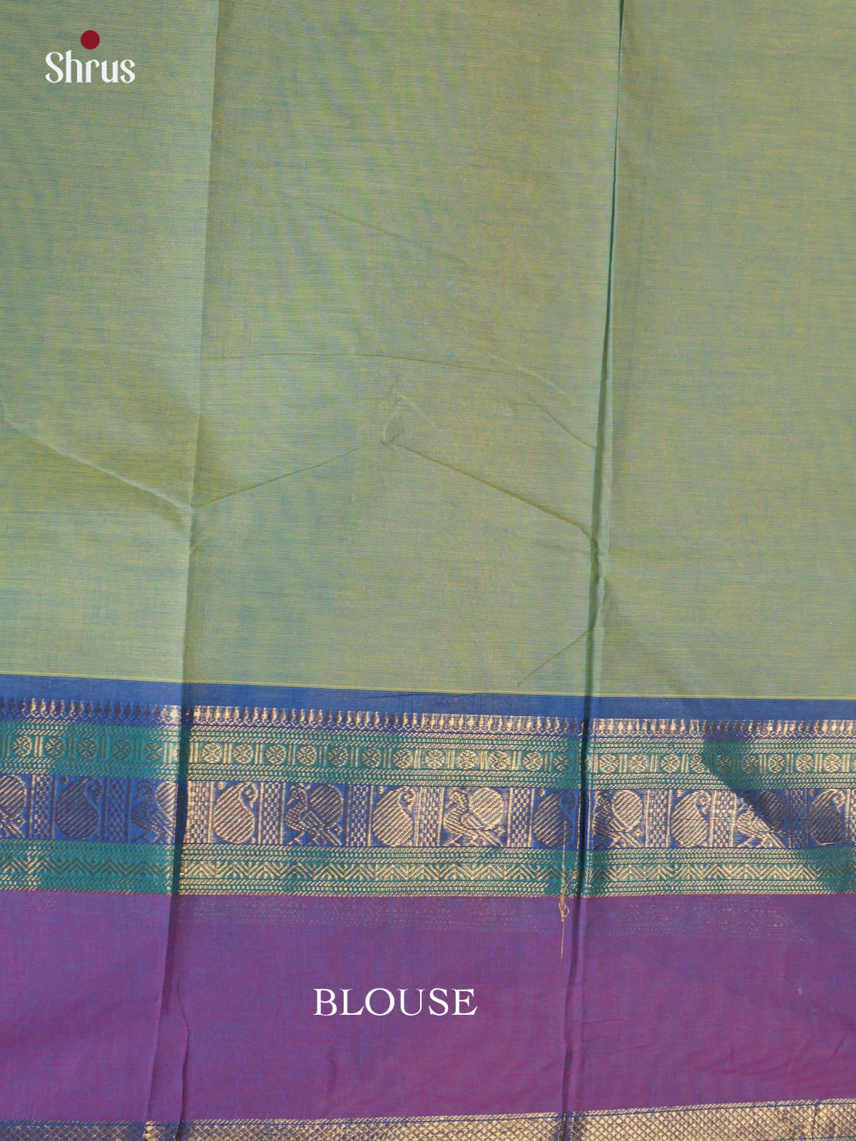 Pista Green & Blue - Chettinad Cotton Saree-DLS30270 - Shop on Shrus.com