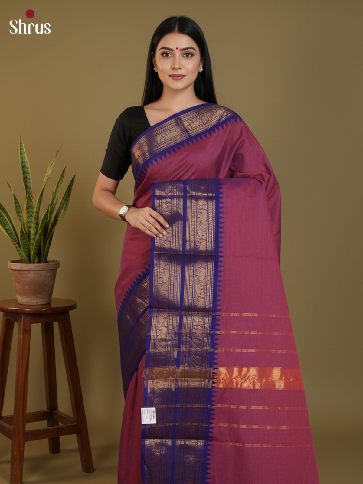Purple & Blue - Chettinad Cotton Saree- DLS30278 - Shop on Shrus.com
