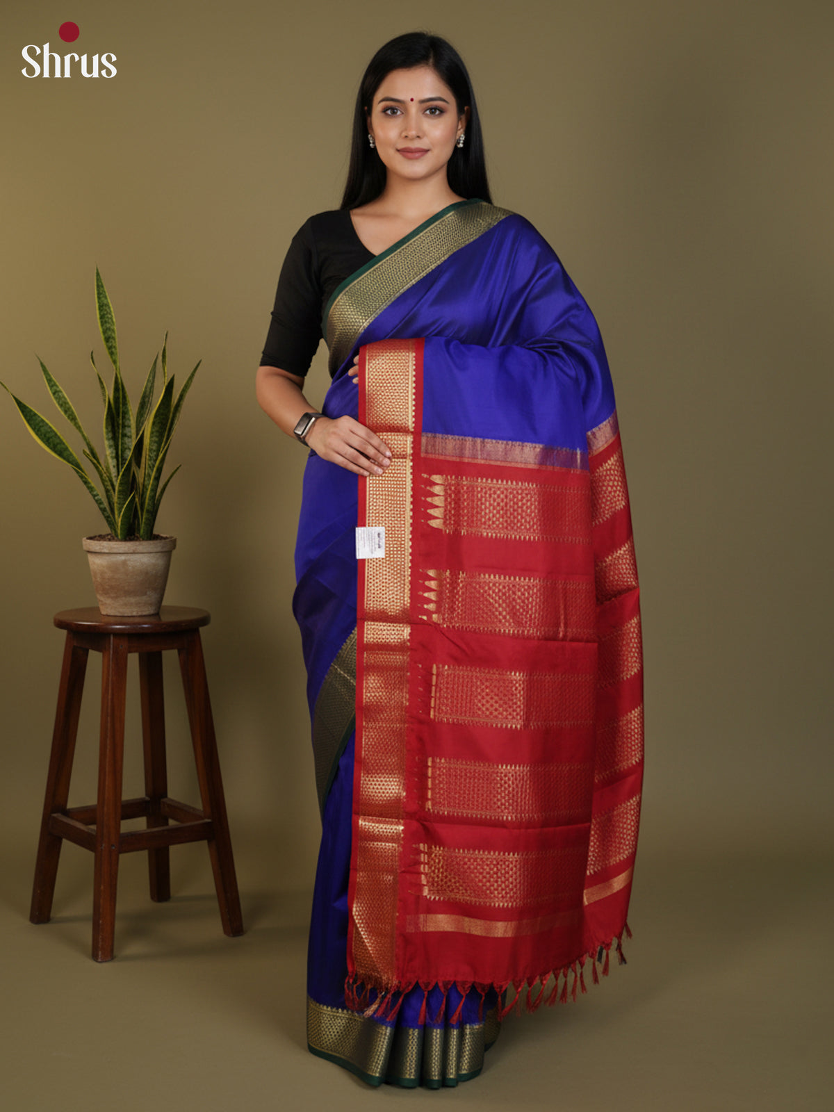 DLS30338 - Kanchipuram silk 9Yards Saree - Shop on Shrus.com