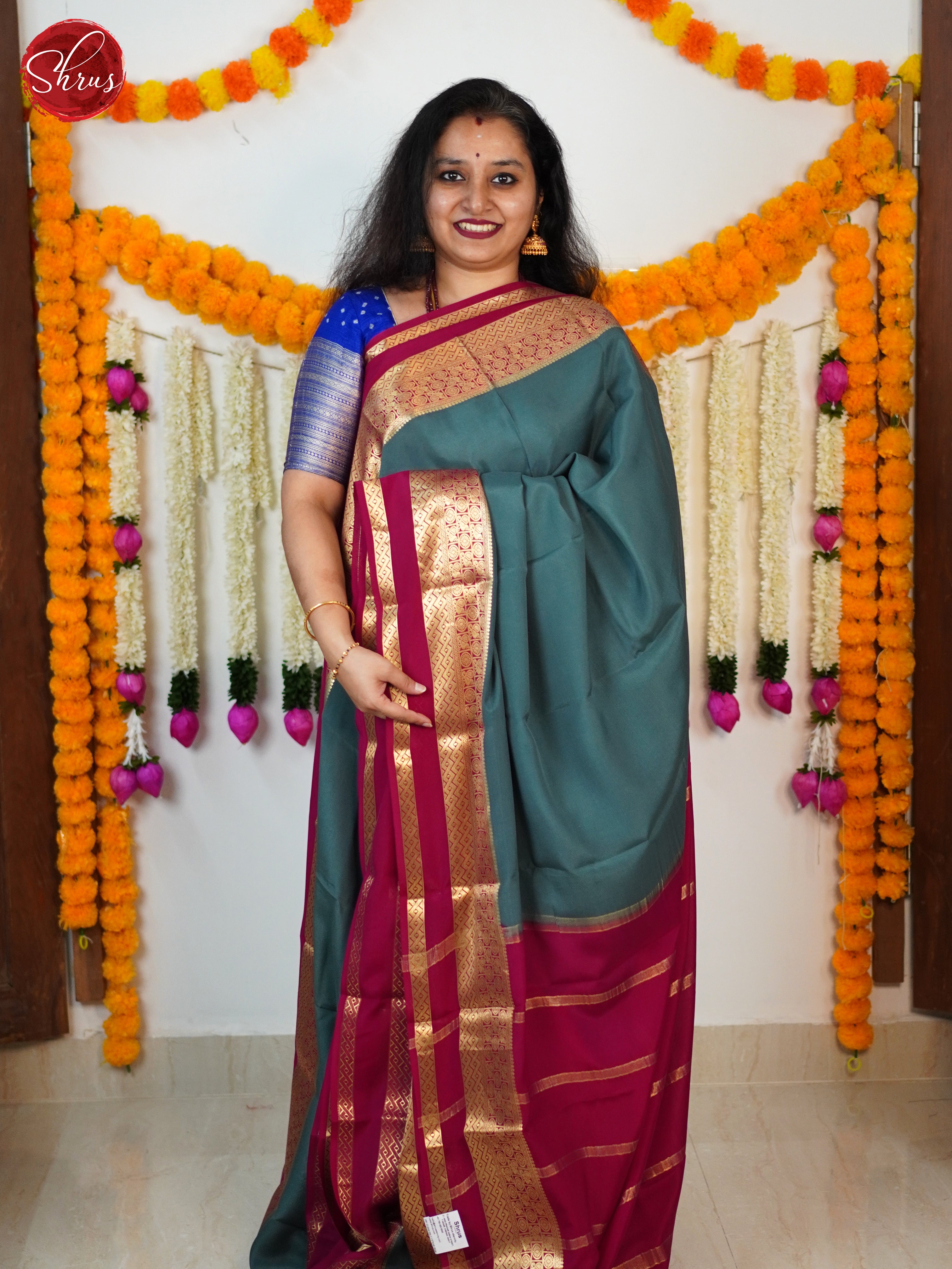 Green & Pink - Mysore Silk Saree - Shop on ShrusEternity.com