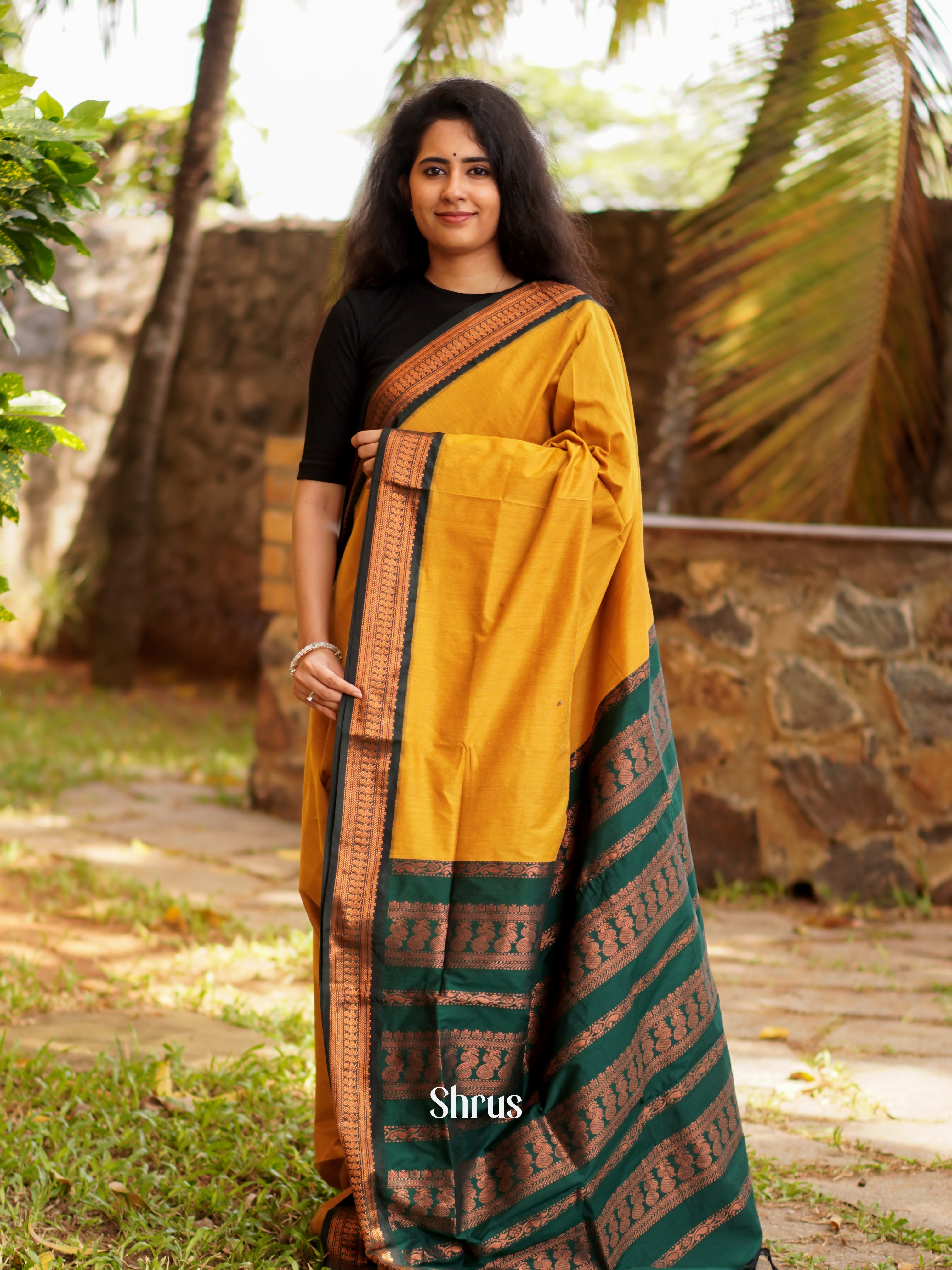Orange & Green - Kalyani Cotton Saree - Shop on ShrusEternity.com