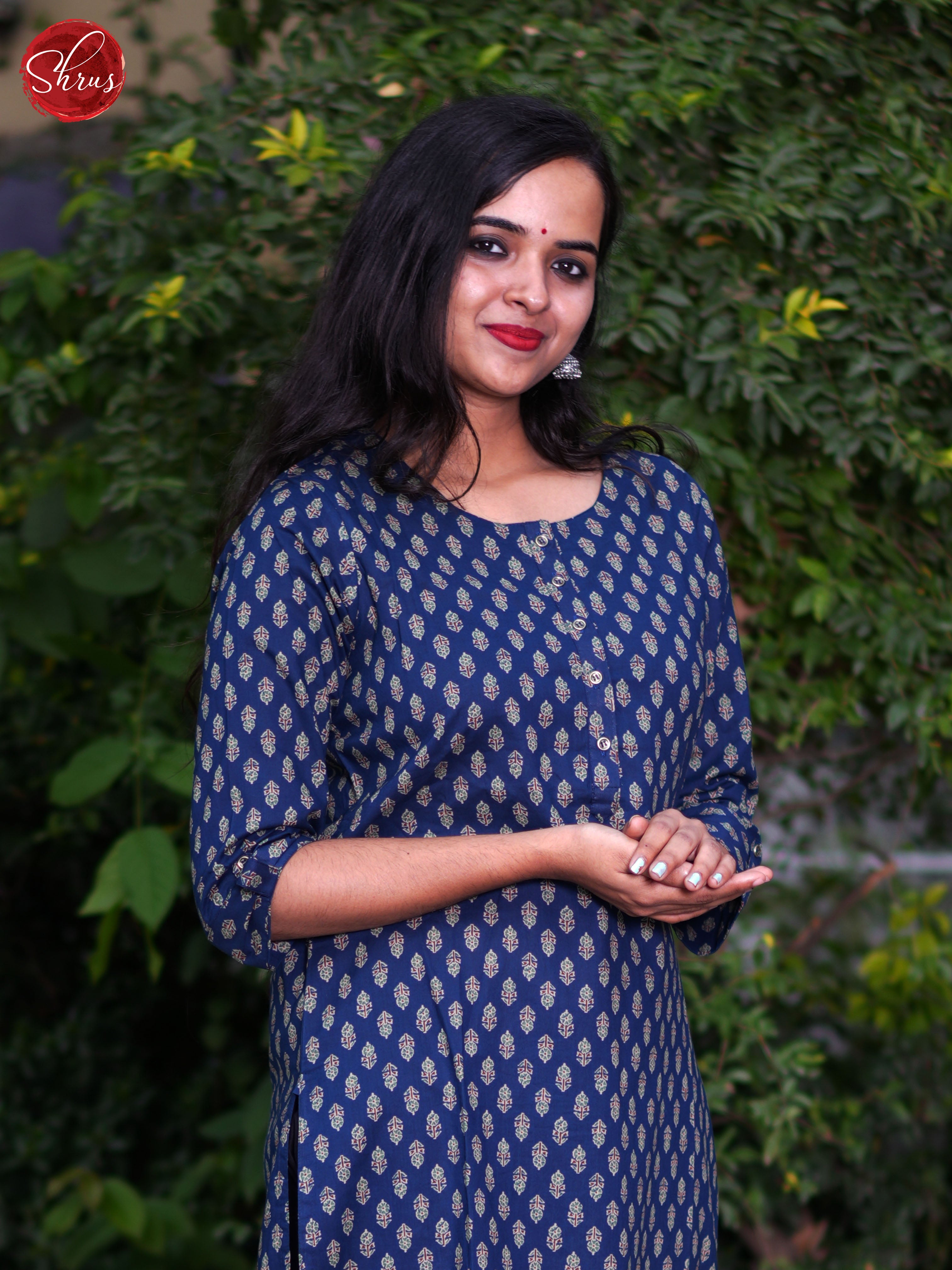 Blue - Casual Printed Readymade Kurti - Shop on ShrusEternity.com