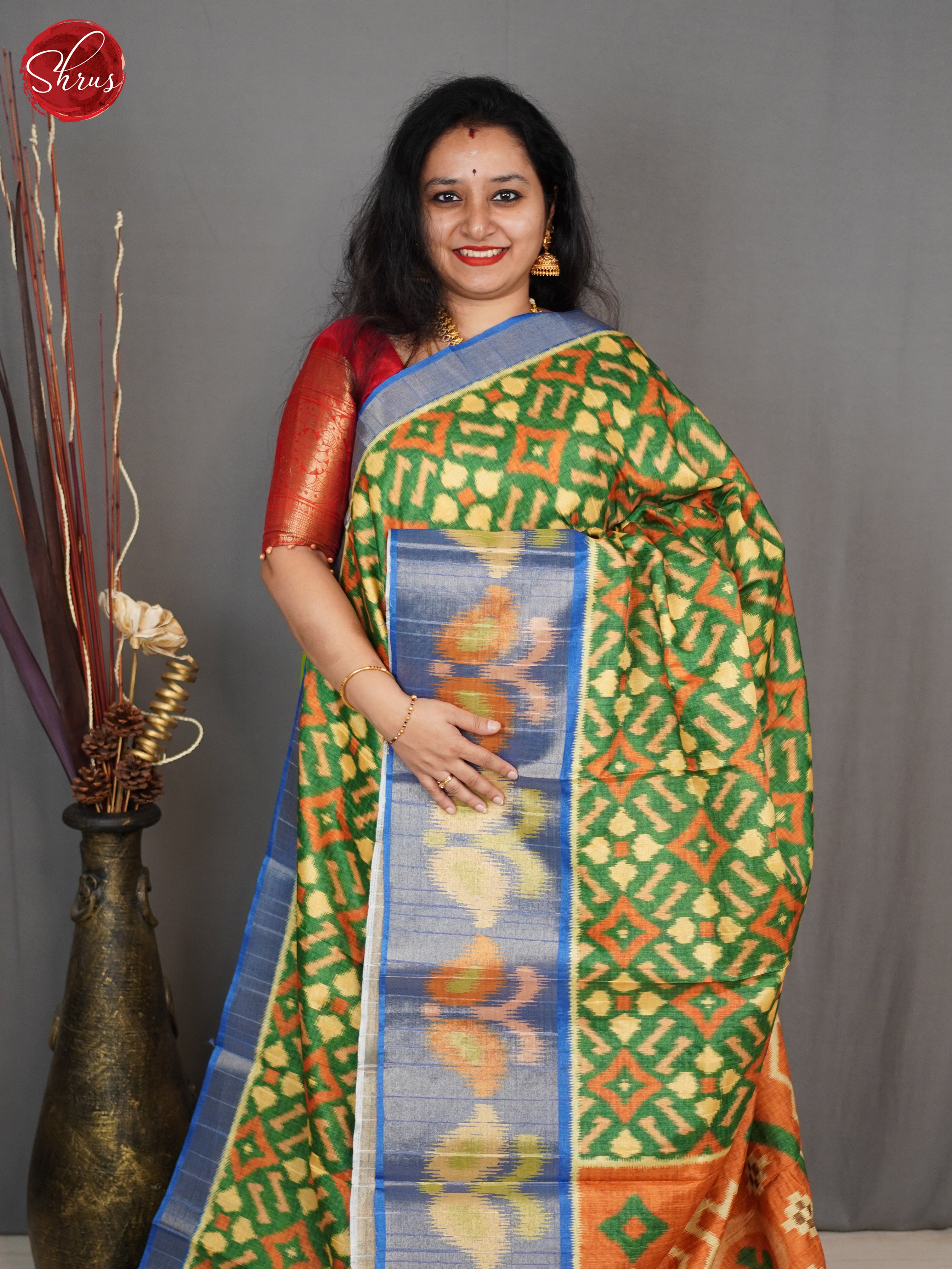 Green & Purple - Semi Pochampally Saree - Shop on ShrusEternity.com
