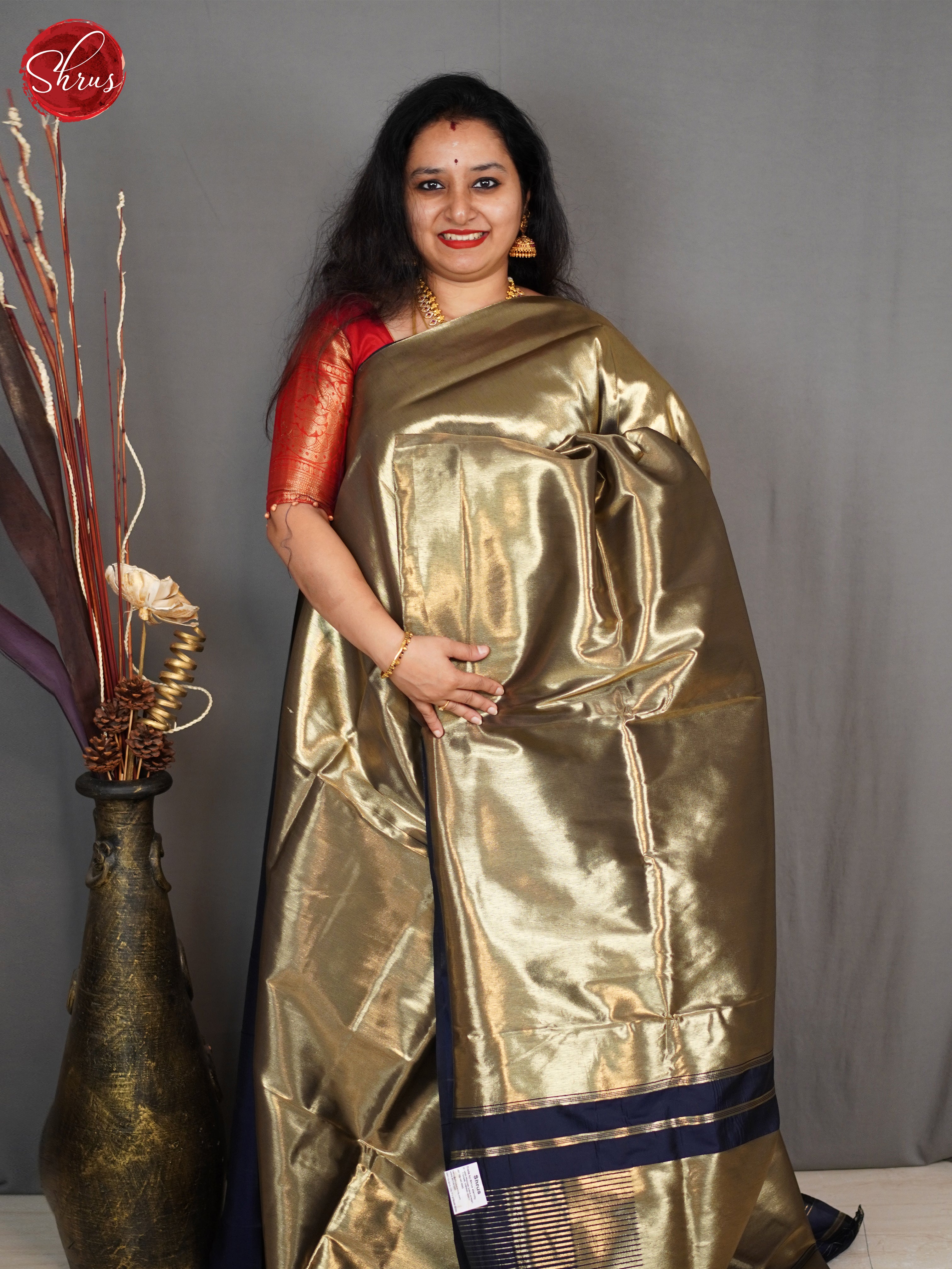 Blue(Single Tone) -Semi Tissue Saree - Shop on ShrusEternity.com