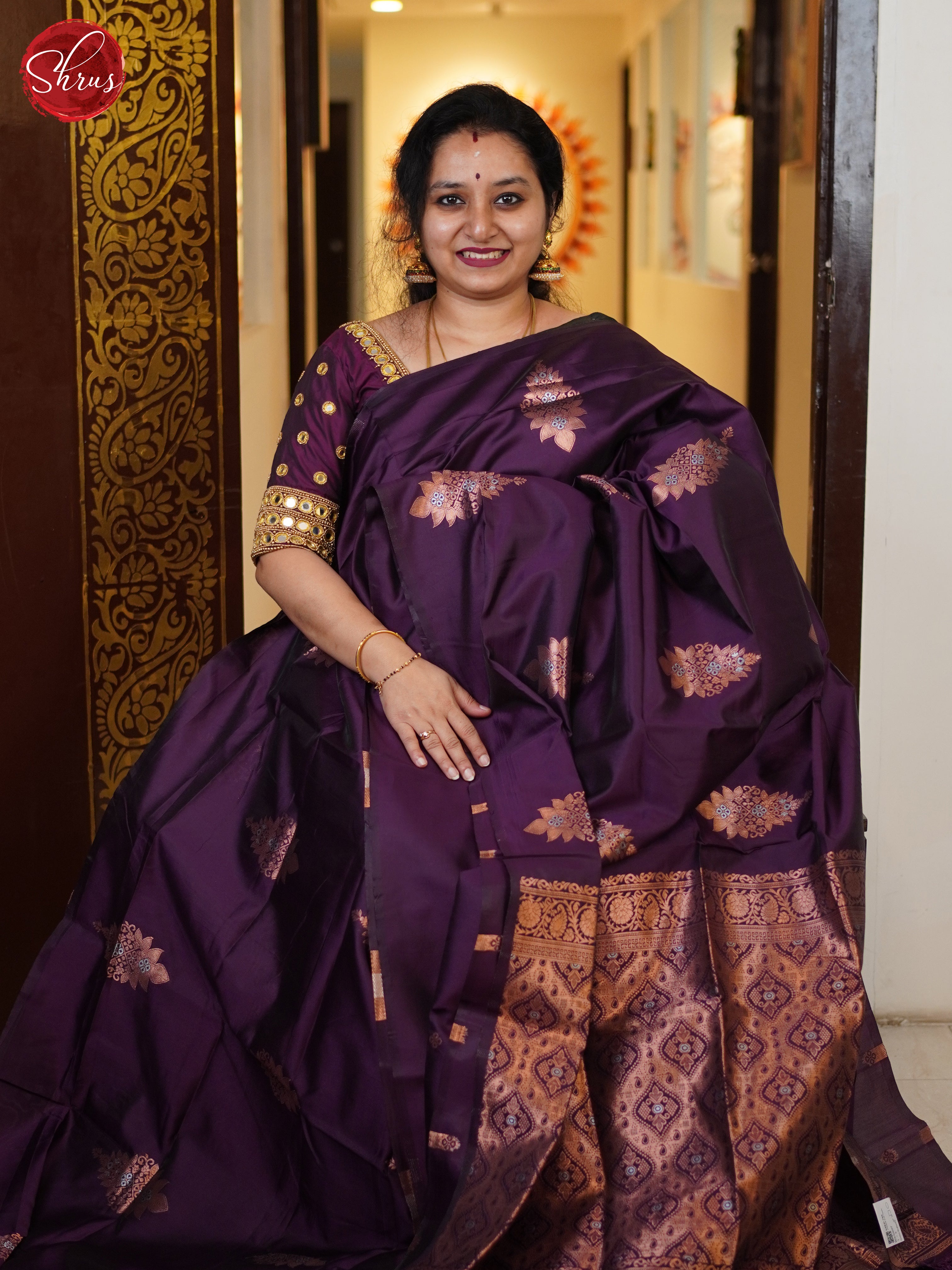 Wine(single Tone) - Semi Softsilk Saree - Shop on ShrusEternity.com