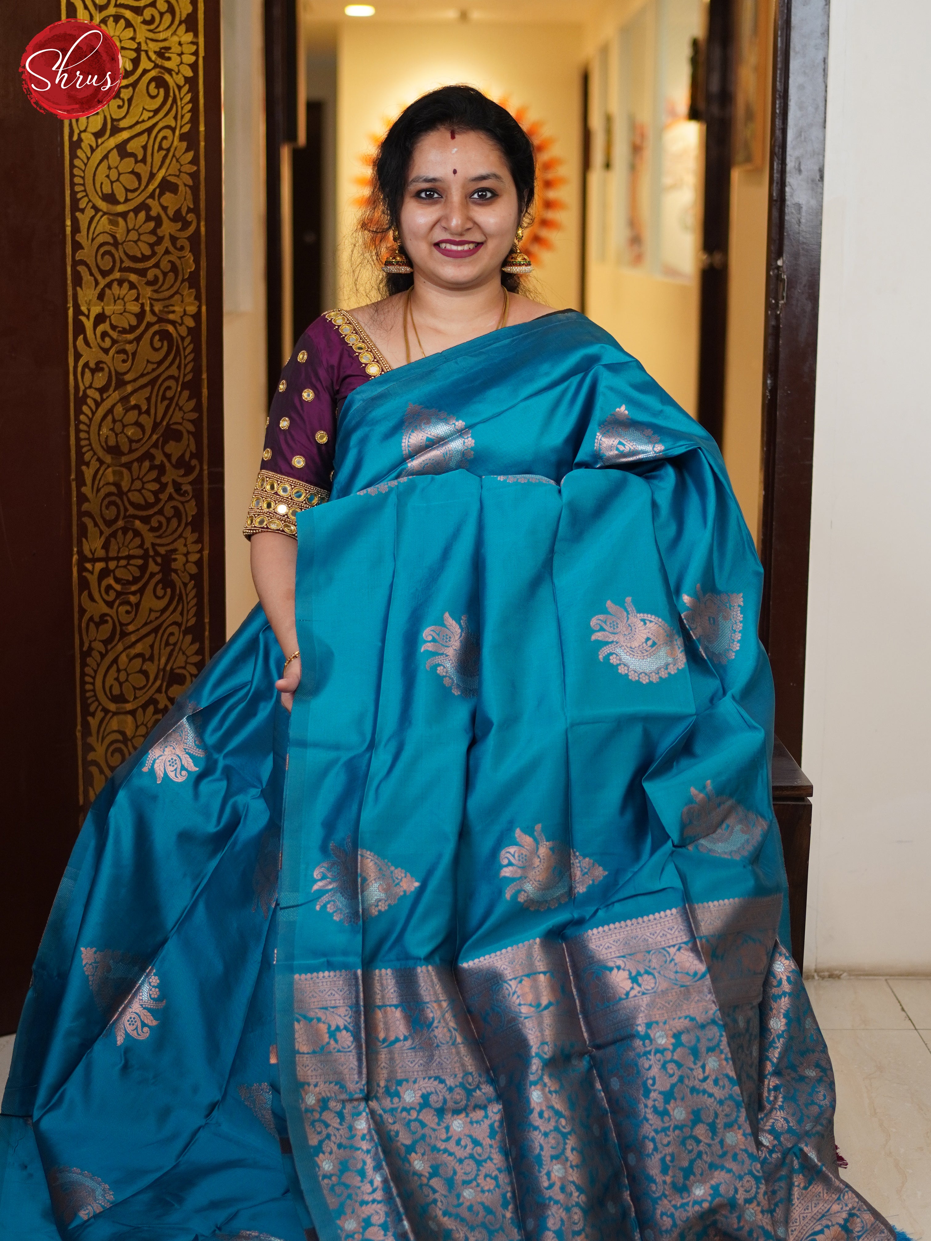 Blue(Single Tone) - Semi Softsilk Saree - Shop on ShrusEternity.com