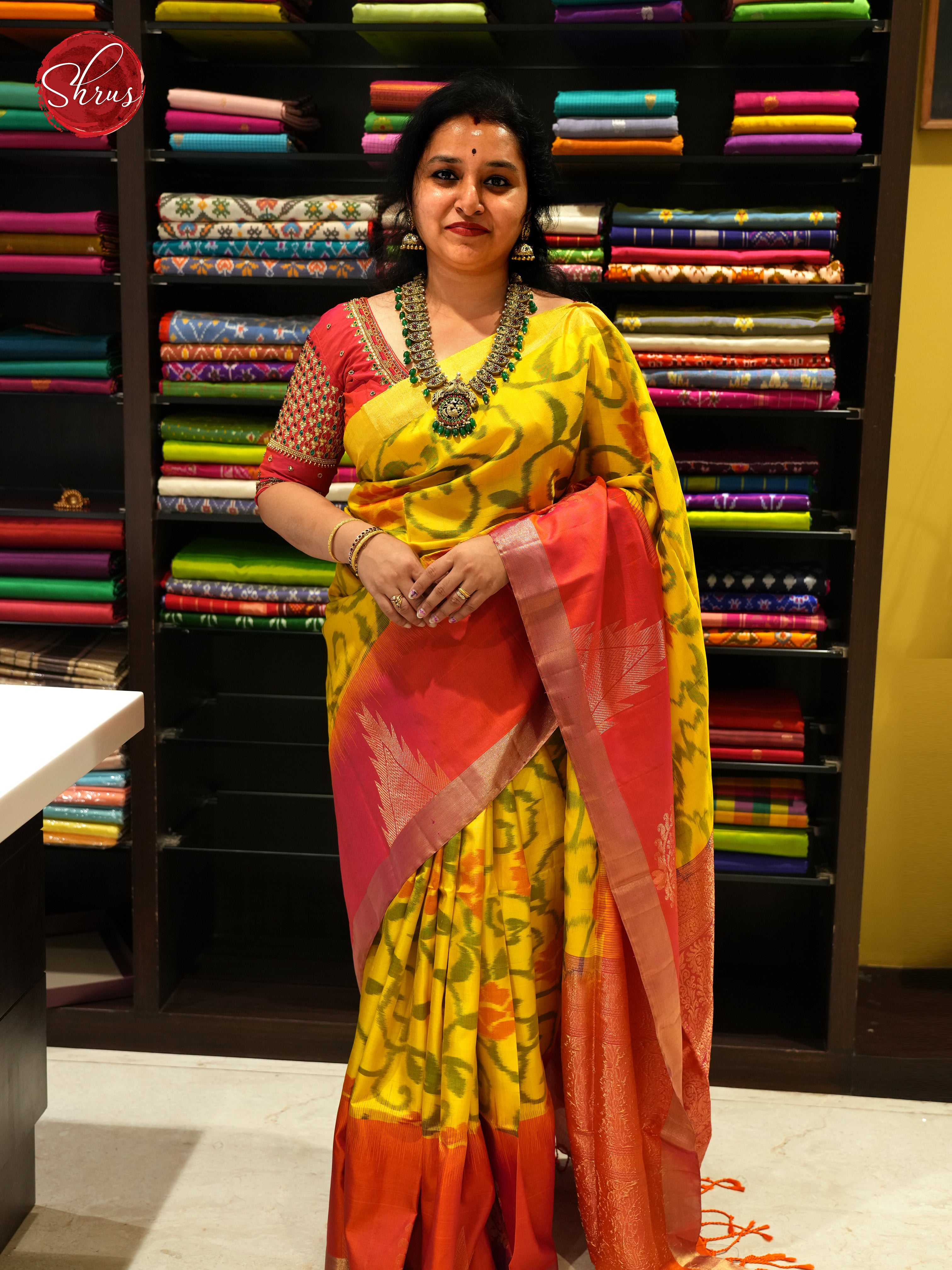 Yellow And Pink- Soft Silk Saree - Shop on ShrusEternity.com