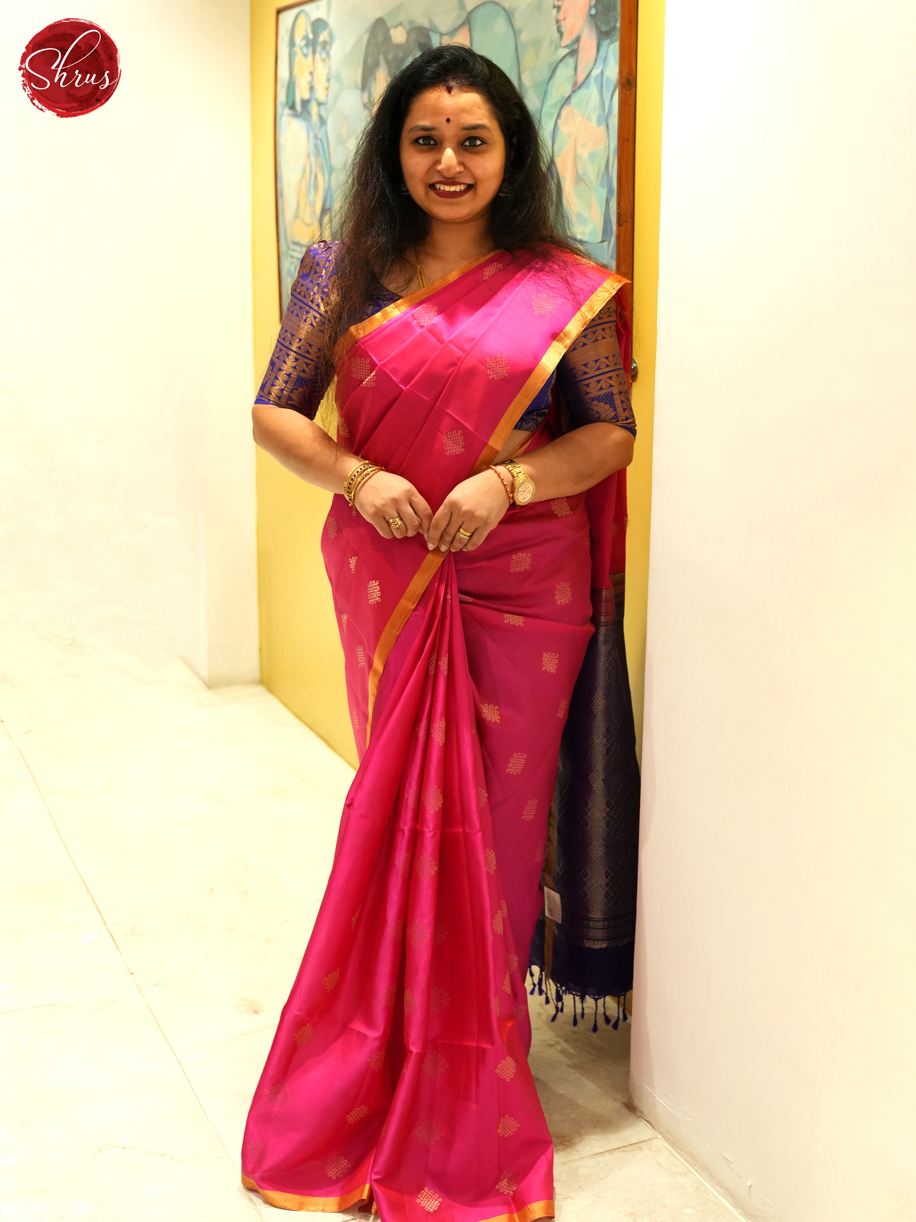 Pink And Blue- Soft silk Saree - Shop on ShrusEternity.com