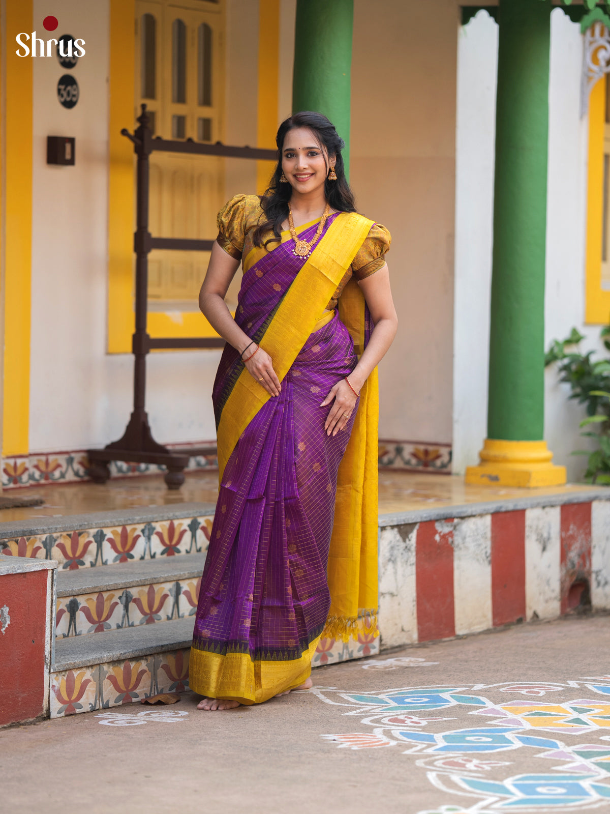 Vadamalli & Yellow - Silk Cotton Saree - Shop on Shrus.com