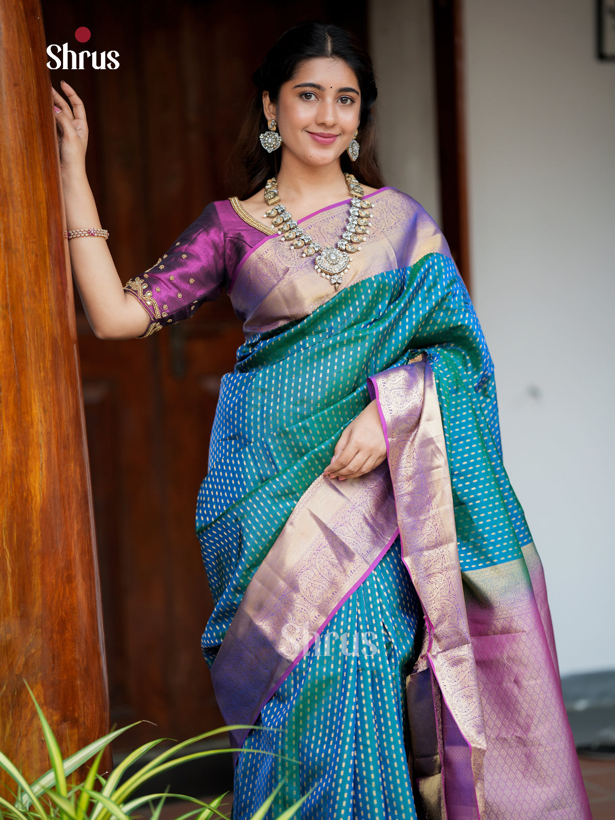 EAS28186 - Kanchipuram-halfpure - Saree - Shop on Shrus.com