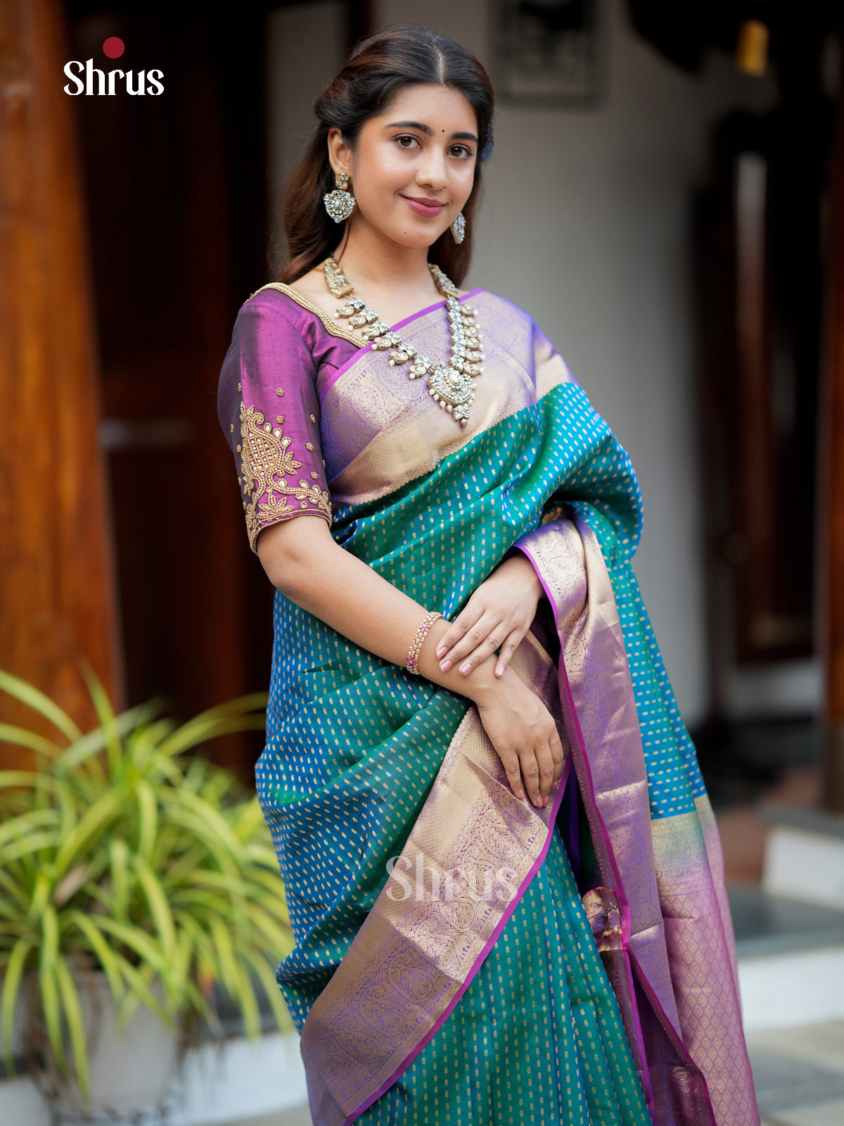 EAS28186 - Kanchipuram-halfpure - Saree - Shop on Shrus.com
