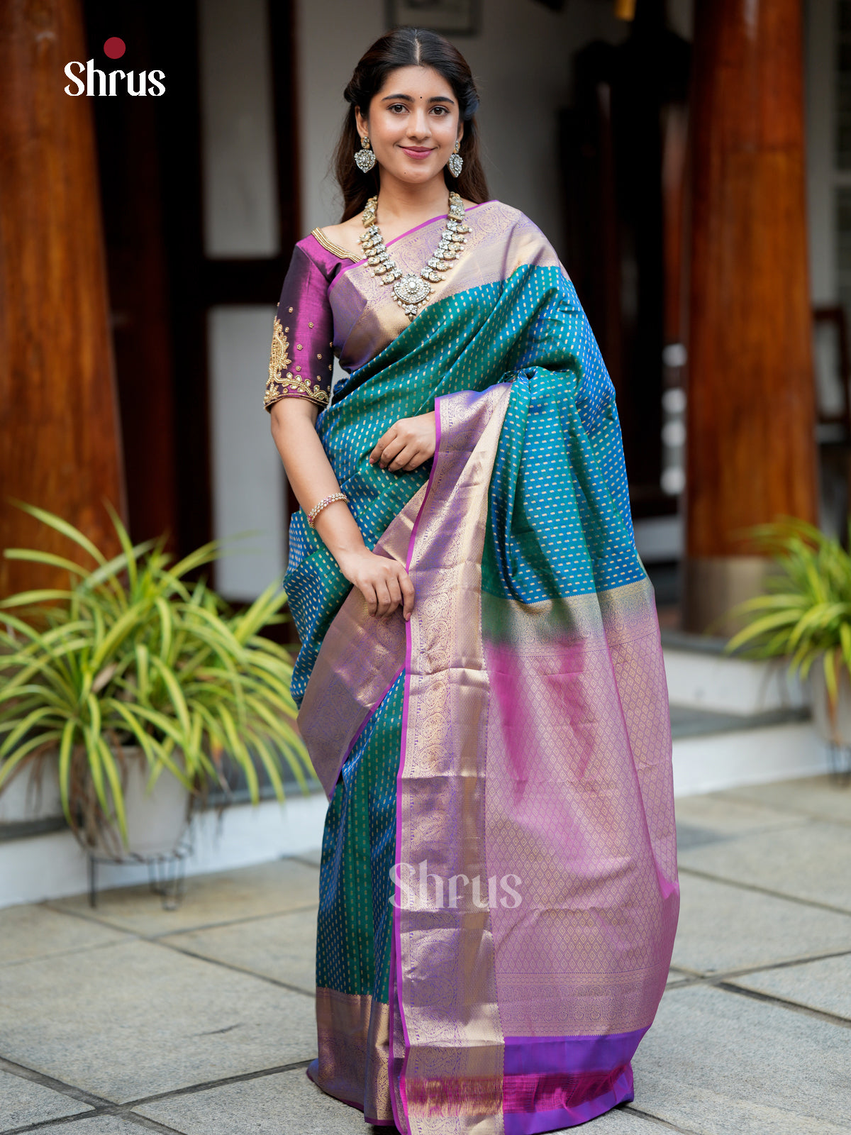 EAS28186 - Kanchipuram-halfpure - Saree - Shop on Shrus.com