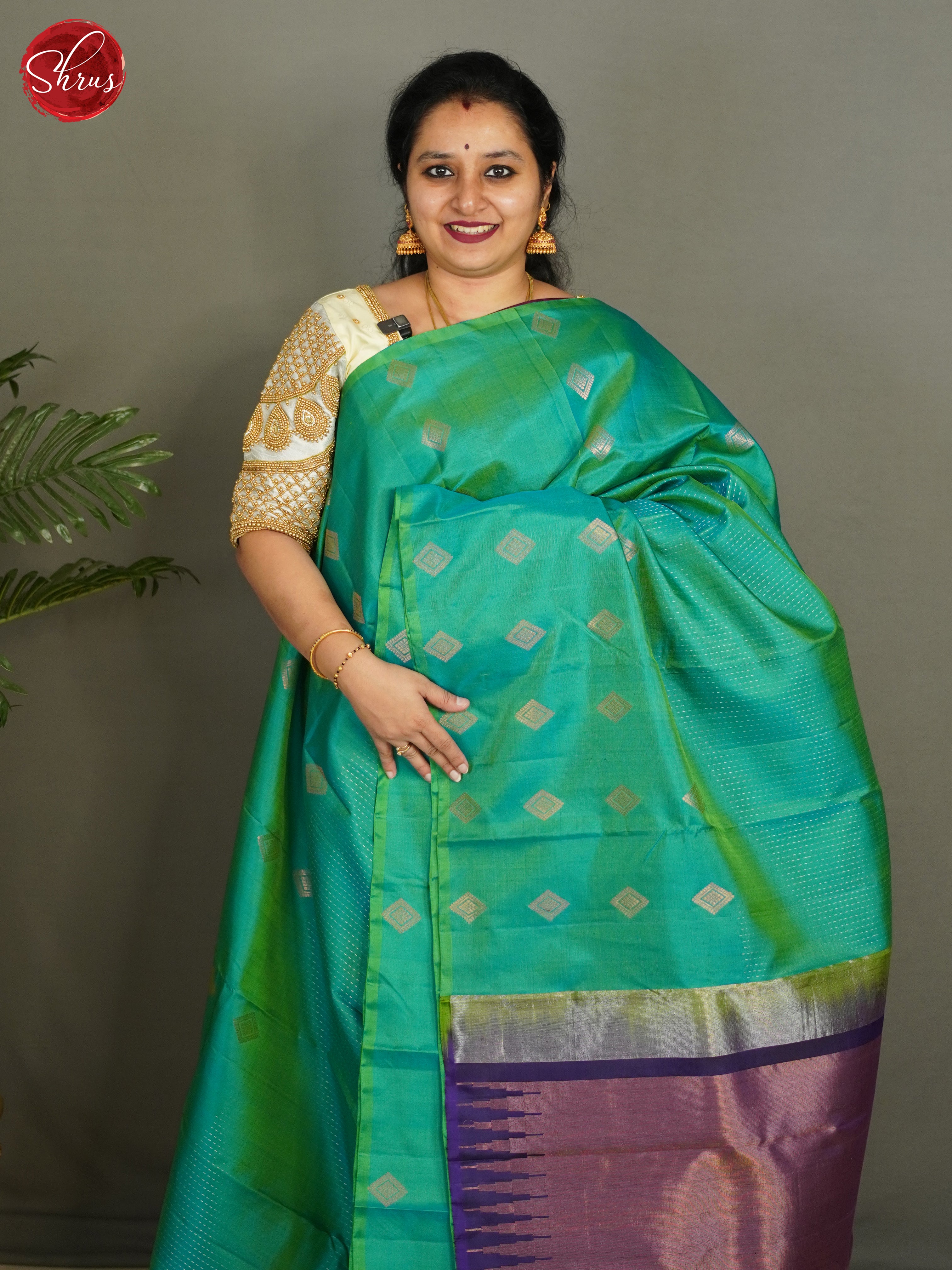 Green & Purple - Soft Silk Saree - Shop on ShrusEternity.com