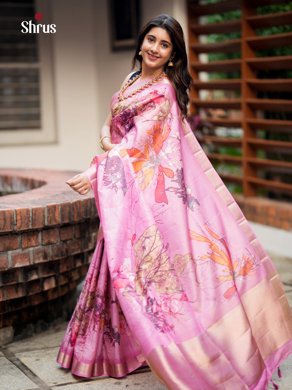 Pink- Semi Rawsilk - Saree - EAS22051 - Shop on Shrus.com