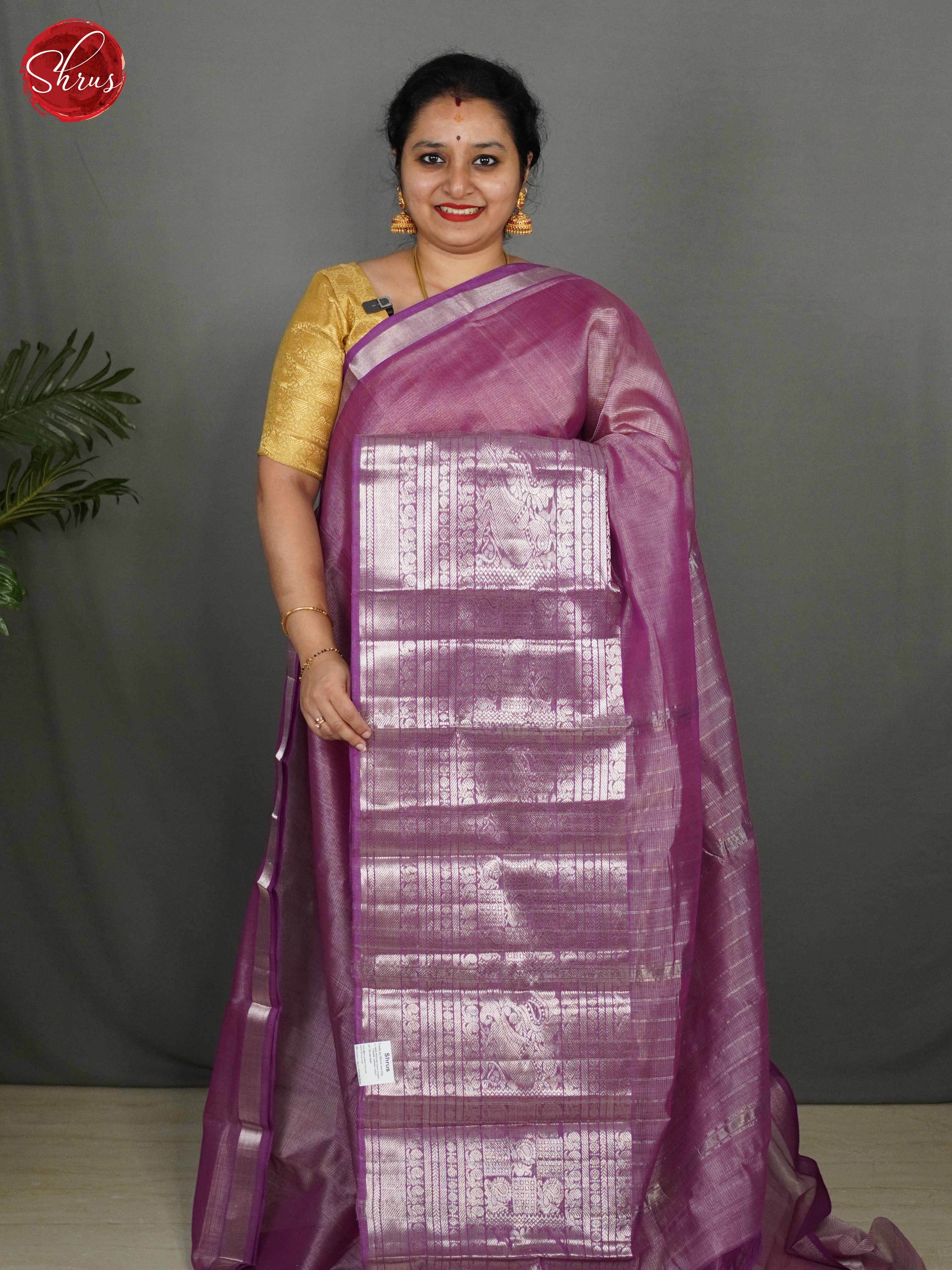 Dark onion pink (single tone)- Mangalagiri silkcotton Saree - Shop on ShrusEternity.com