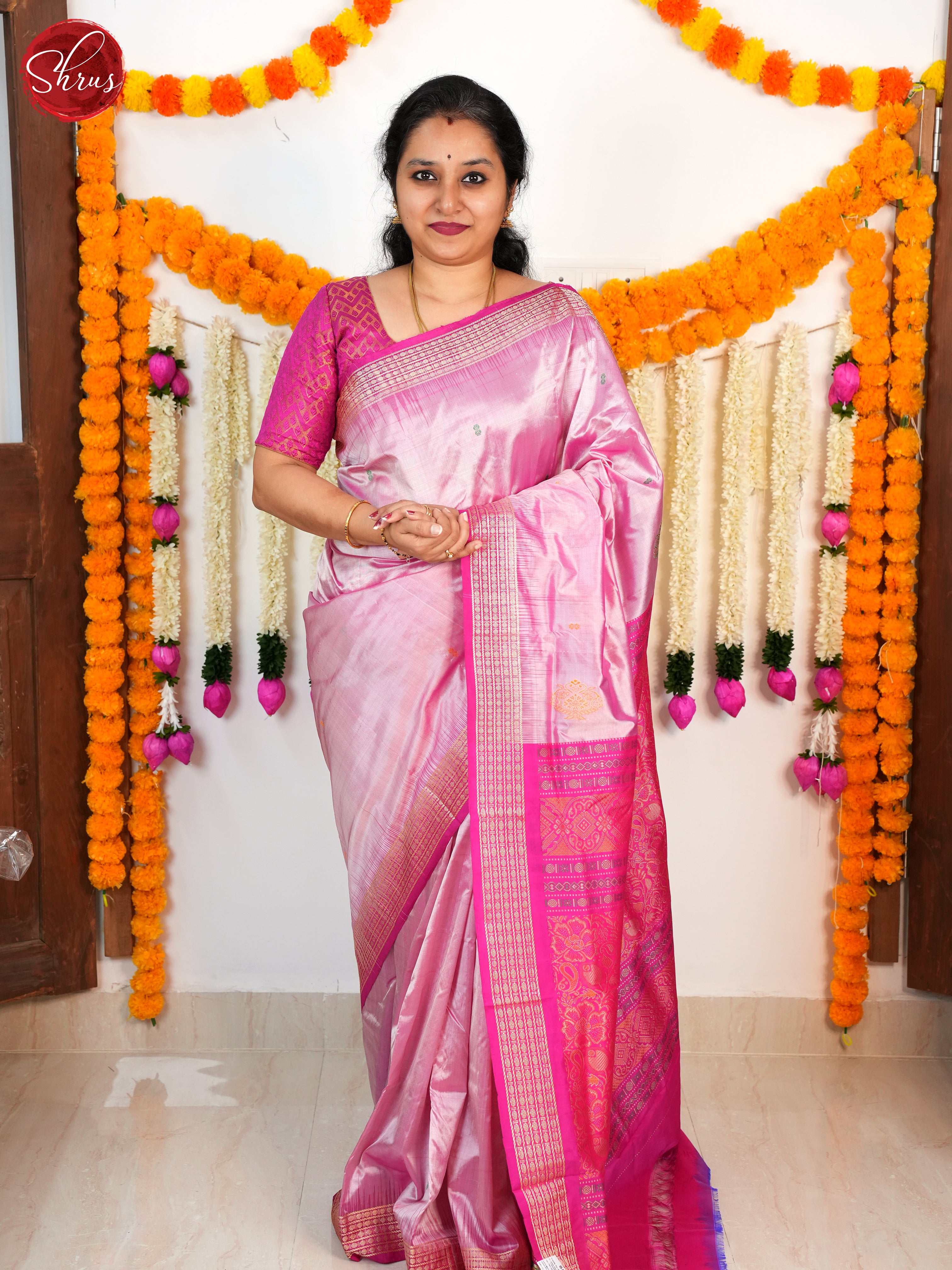 Lotus Pink & Dark Pink - Odisha Sambalpuri Silk Saree - Shop on ShrusEternity.com
