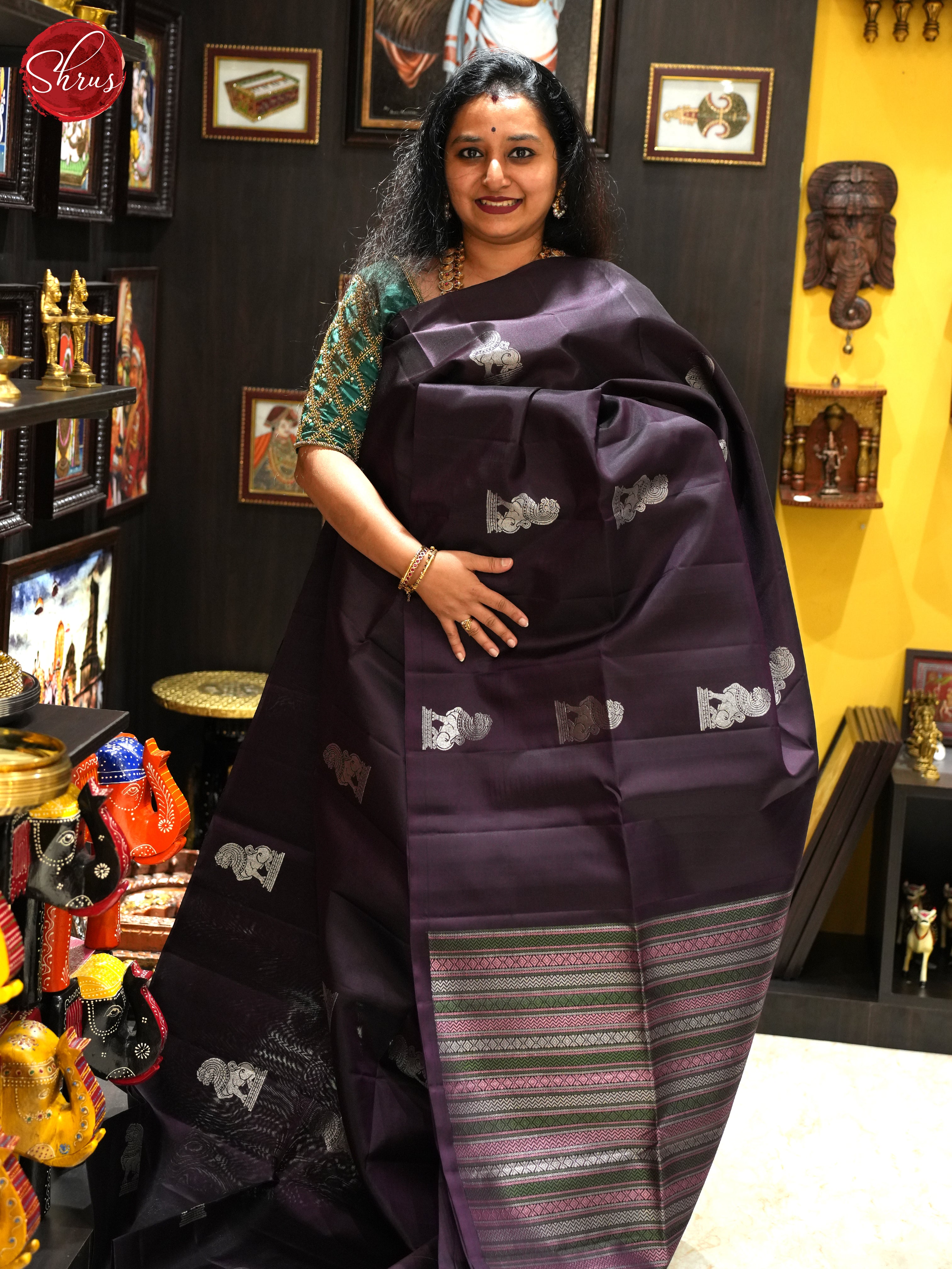 Jamun Fruit(SIngle Tone)- Soft Silk Saree - Shop on ShrusEternity.com