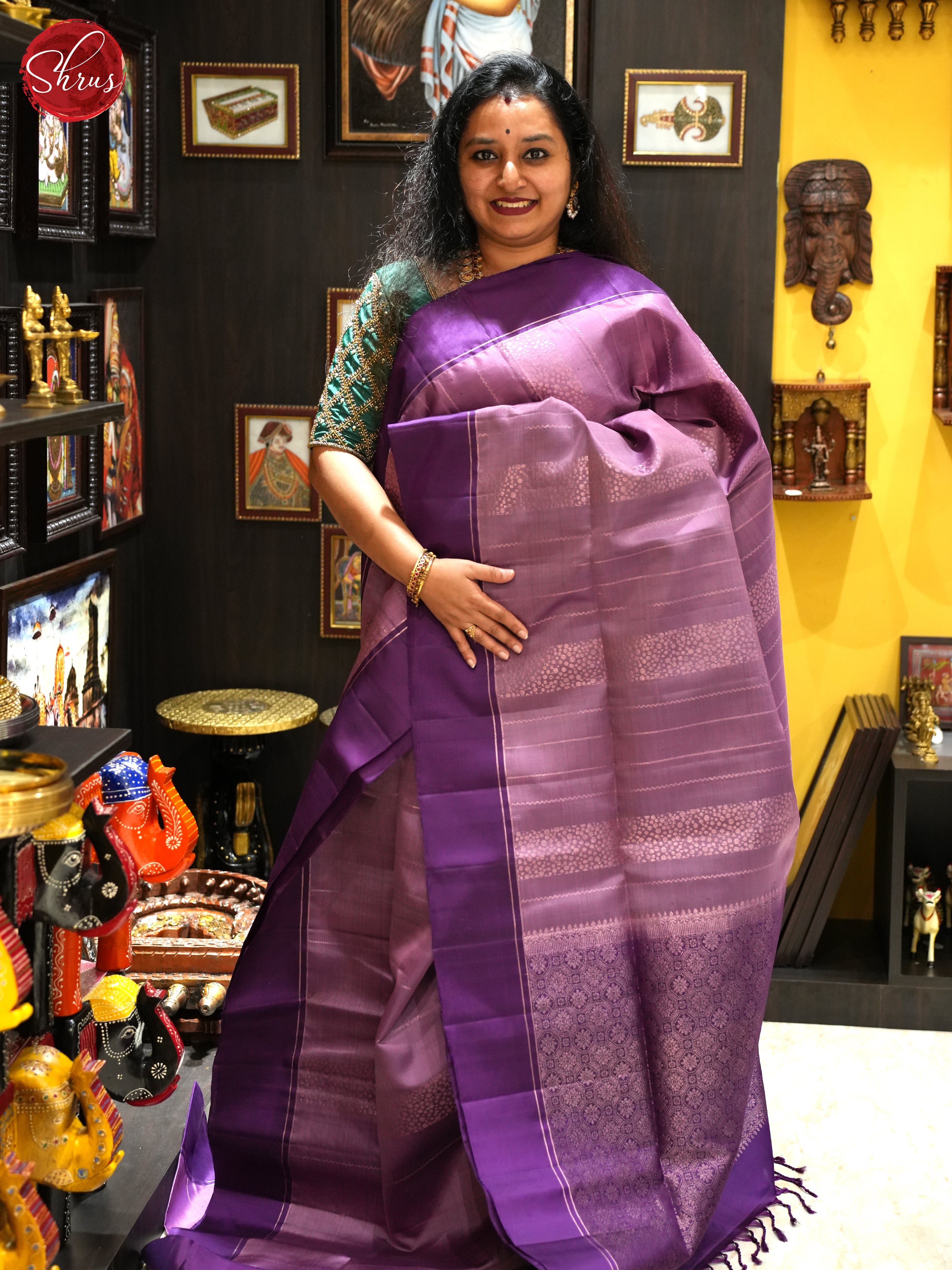 Dusty Lavender And Purple- Soft Silk Saree - Shop on ShrusEternity.com