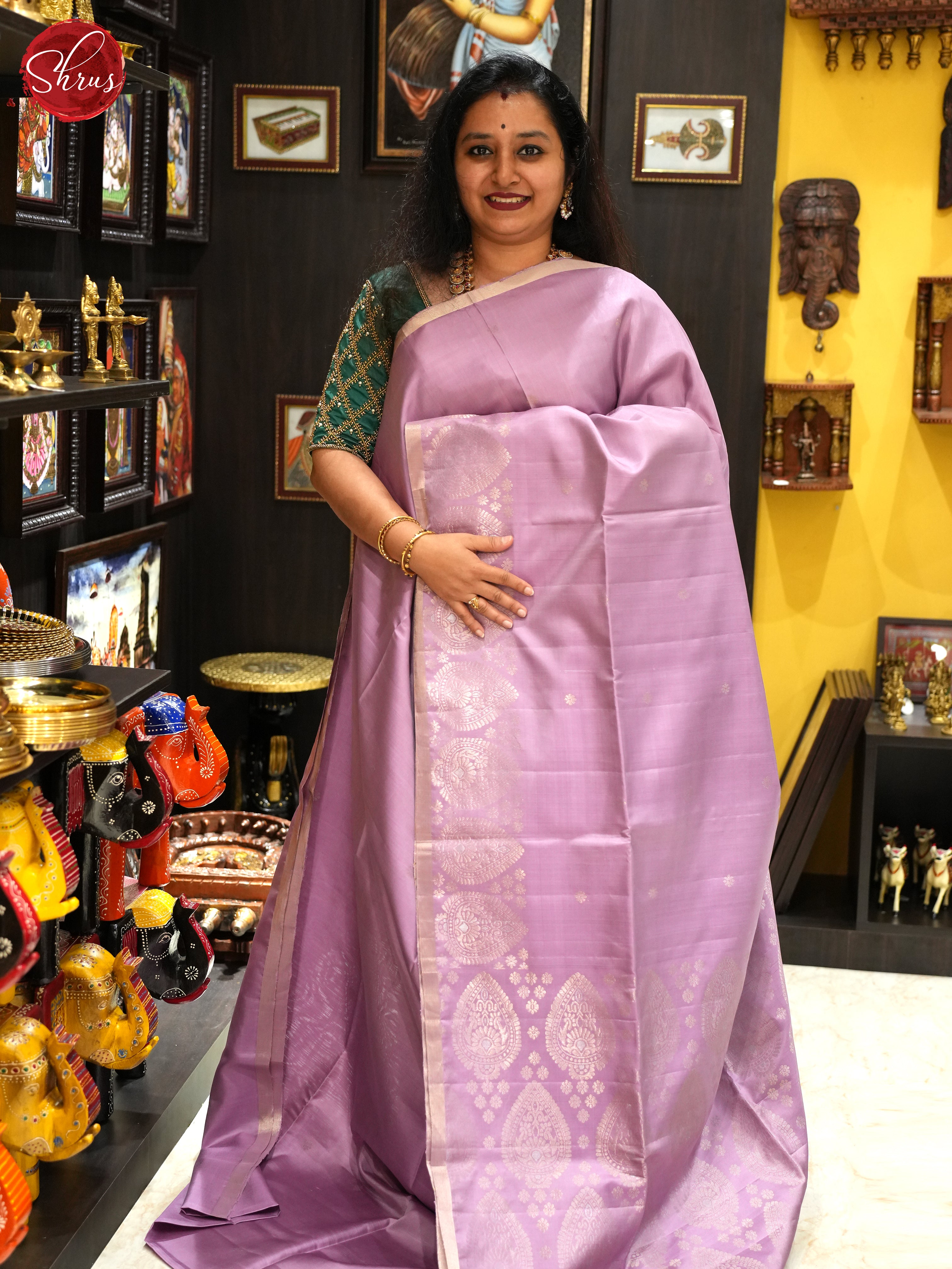 Lavender(Single Tone)- Soft Silk Saree - Shop on ShrusEternity.com