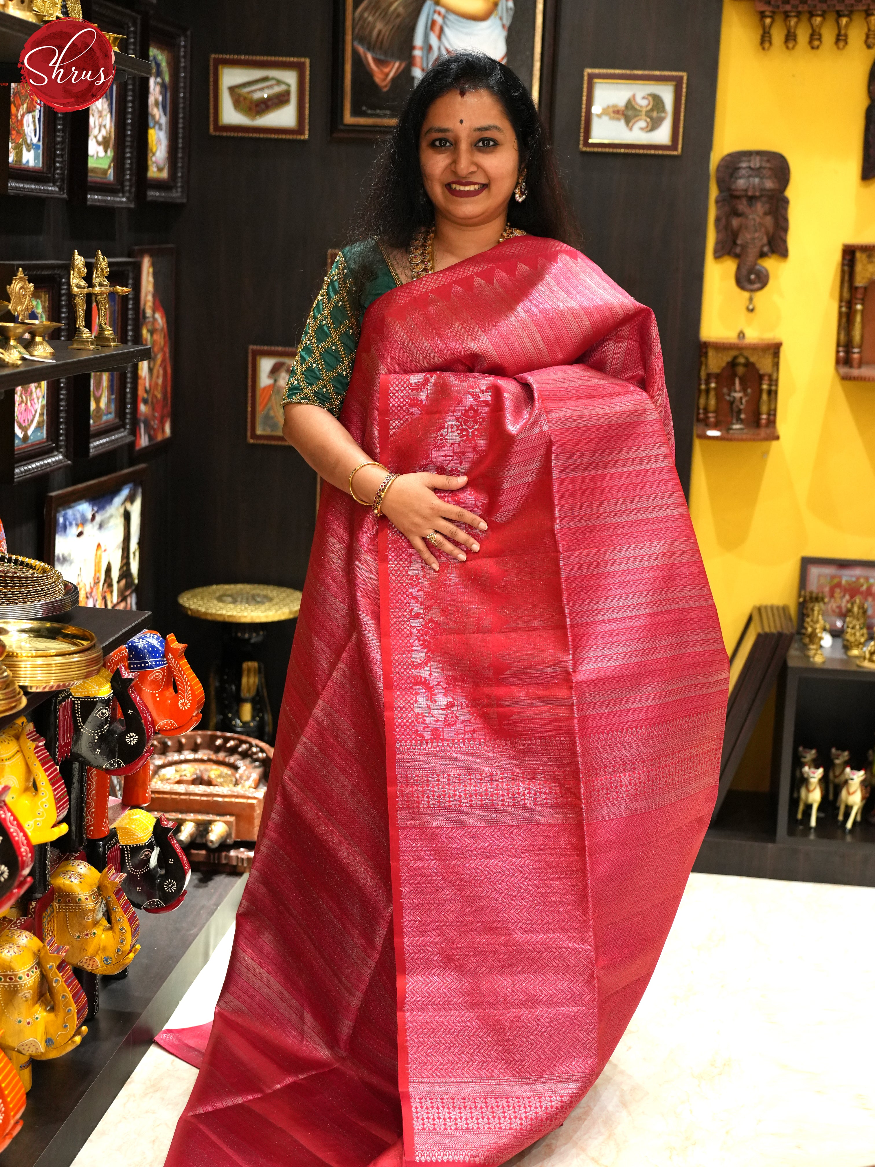 Red(Single Tone)- Soft Silk Saree - Shop on ShrusEternity.com