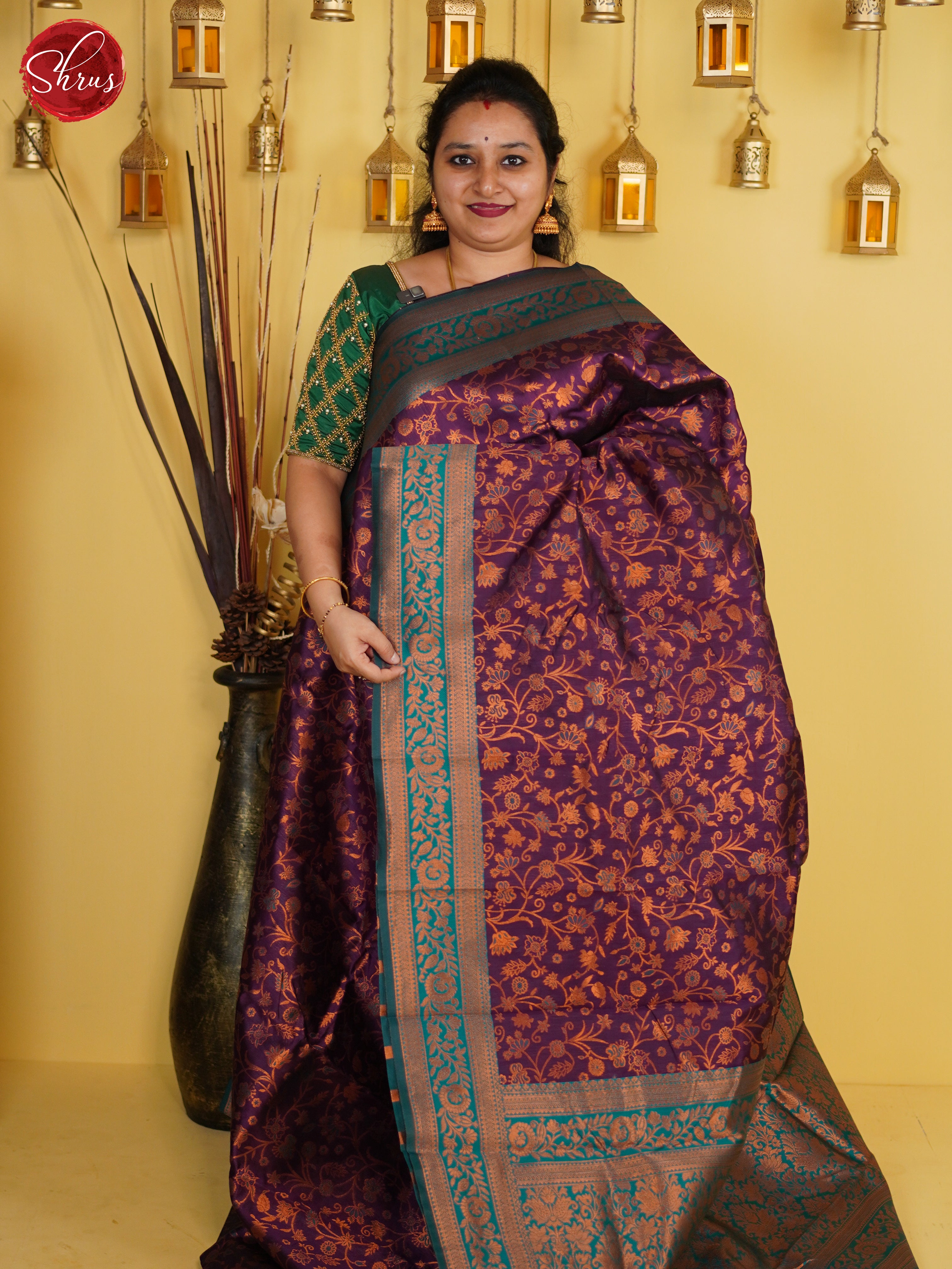 Majent Pink & Green - Semi Softsilk Saree - Shop on ShrusEternity.com