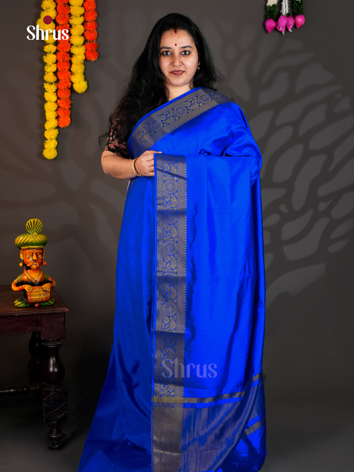 Blue - Semi Rawsilk Saree-EAS21258 - Shop on Shrus.com