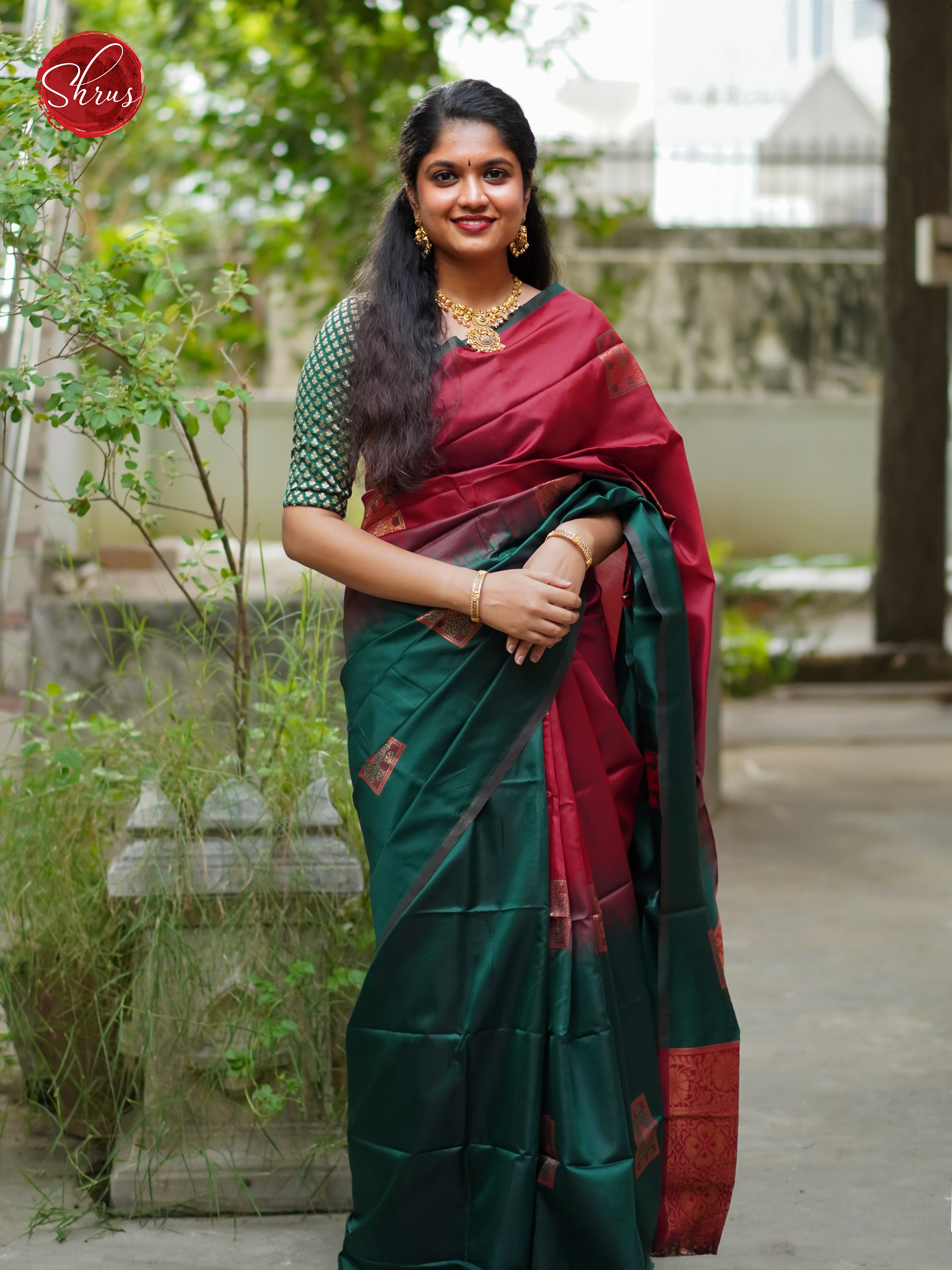 Maroon & Green - Semi Softsilk - Shop on ShrusEternity.com