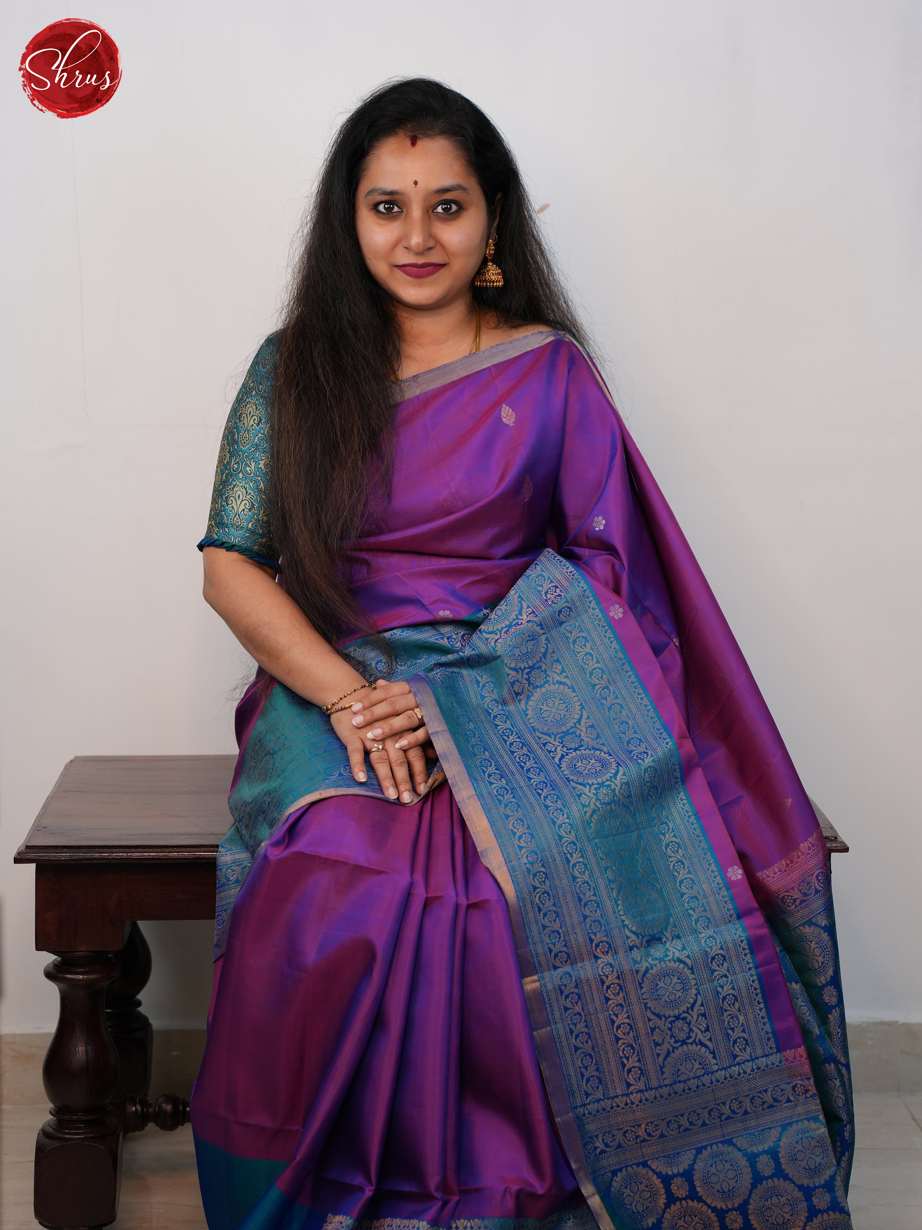 Purple And Blue - Soft silk Saree - Shop on ShrusEternity.com