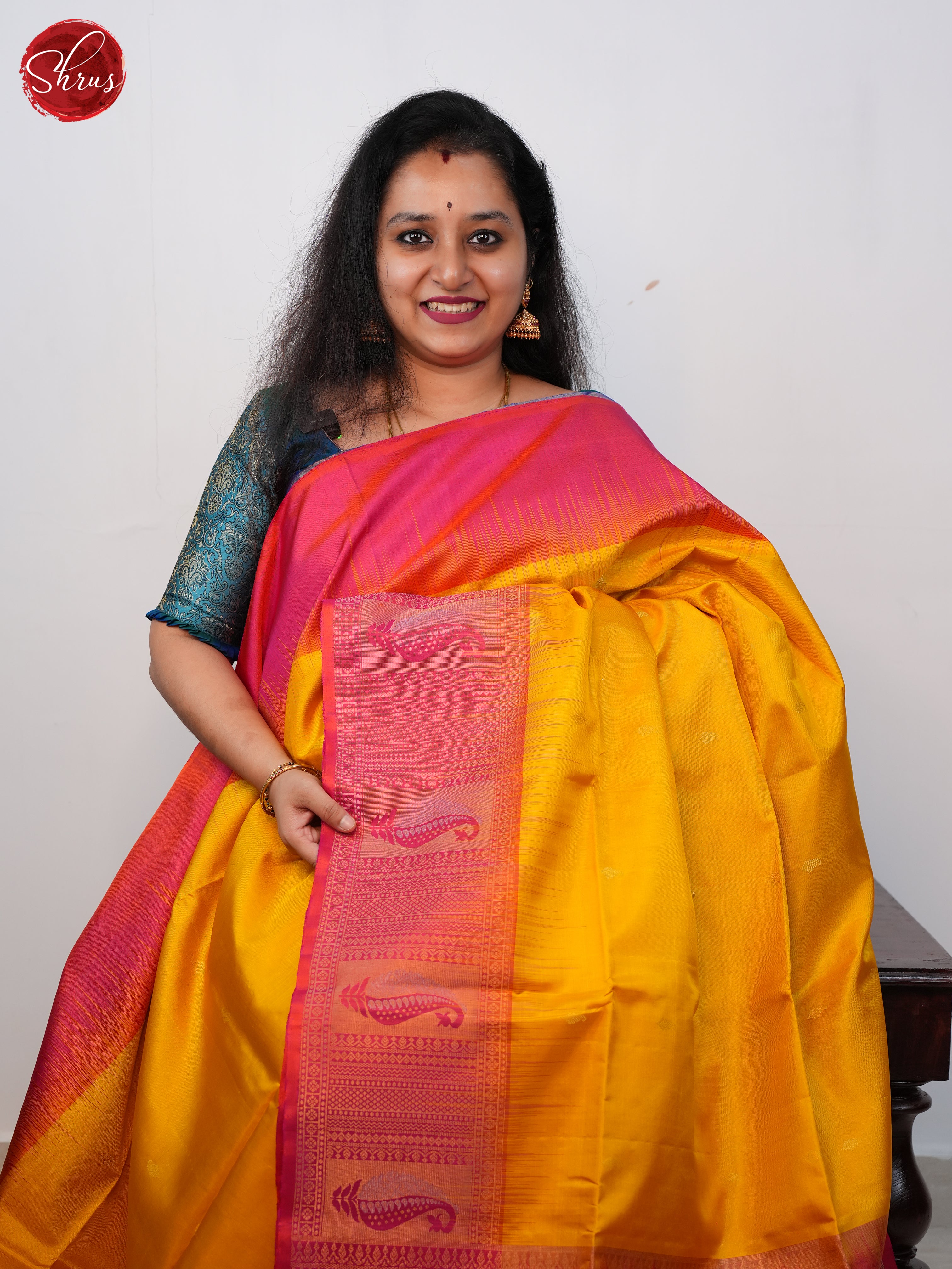 Yellow And Pink - Soft silk Saree - Shop on ShrusEternity.com