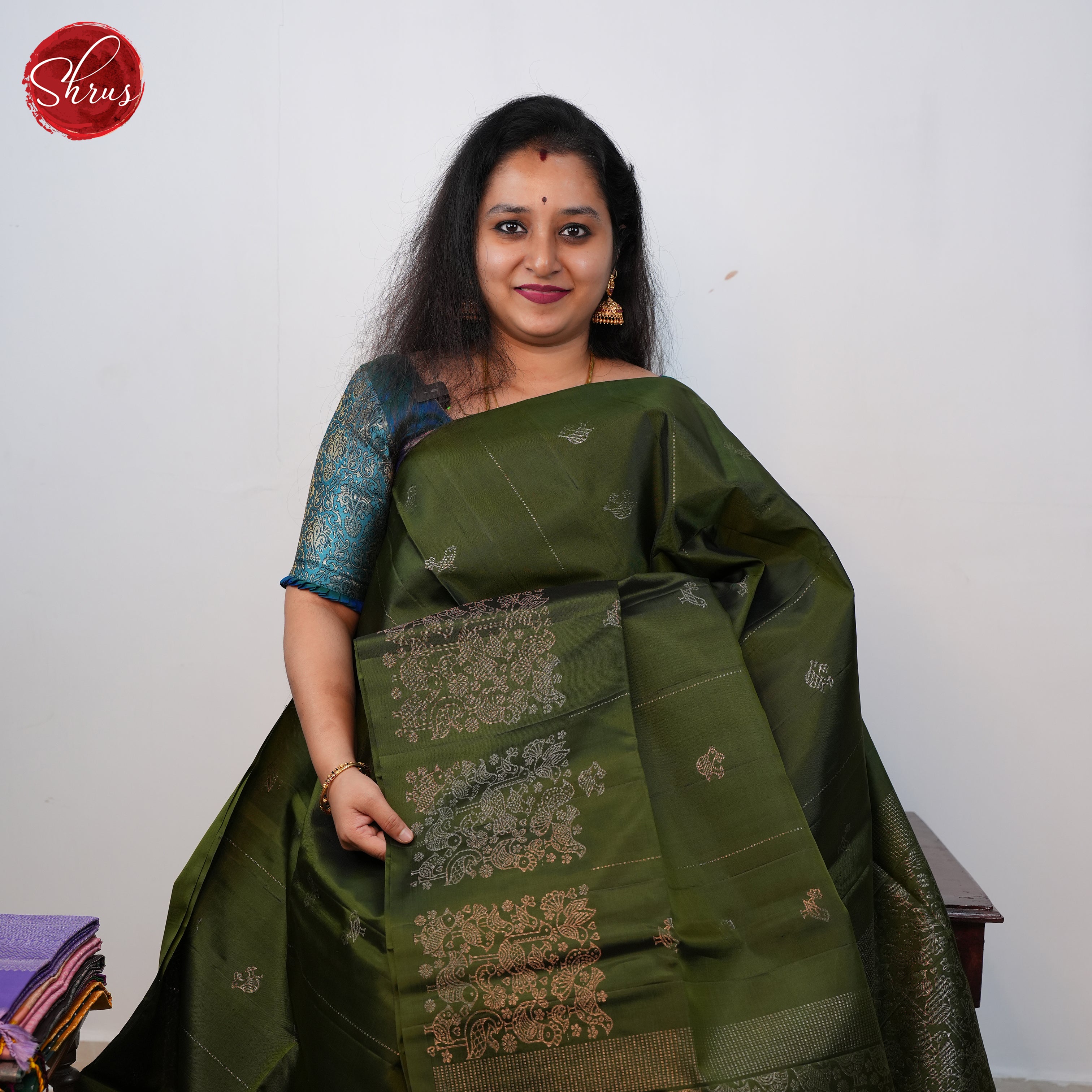 Green - Soft silk Saree - Shop on ShrusEternity.com