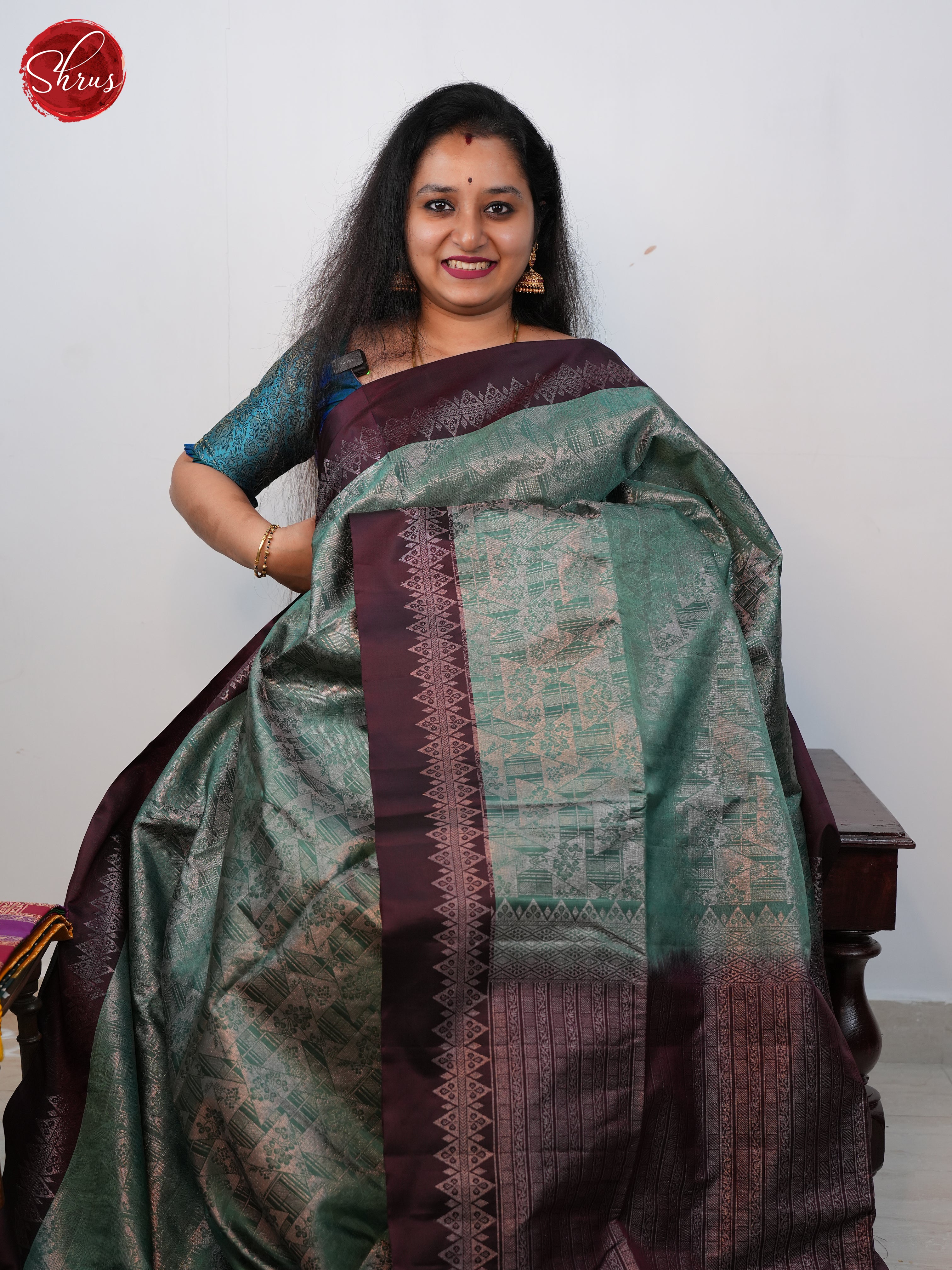 Green And Brown-Soft silk saree - Shop on ShrusEternity.com