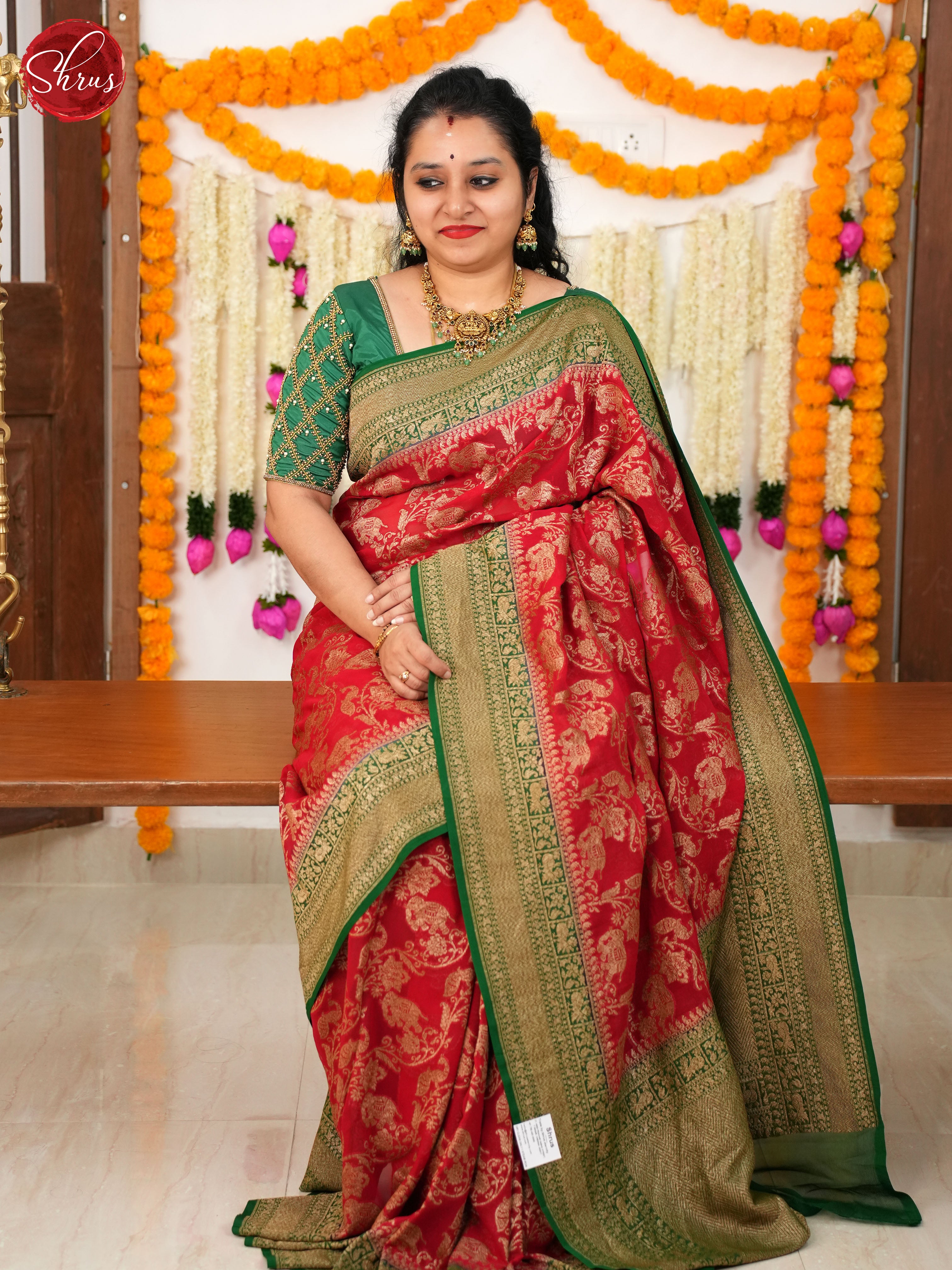Red - Georgette Silk Saree - Shop on ShrusEternity.com
