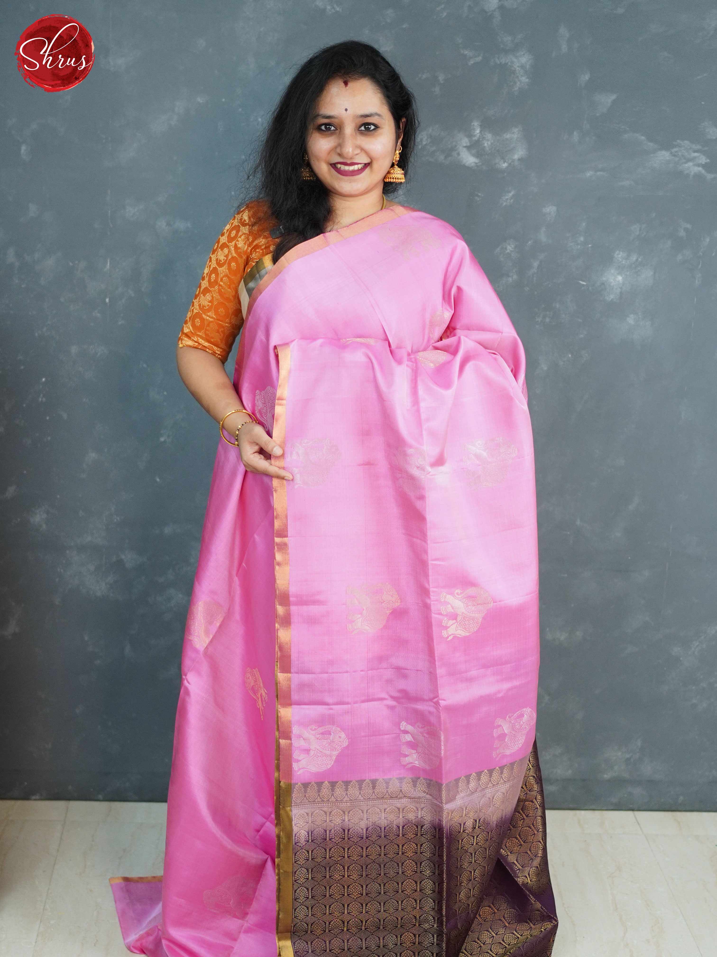 Pink and Brown - Soft Silk Saree - Shop on ShrusEternity.com