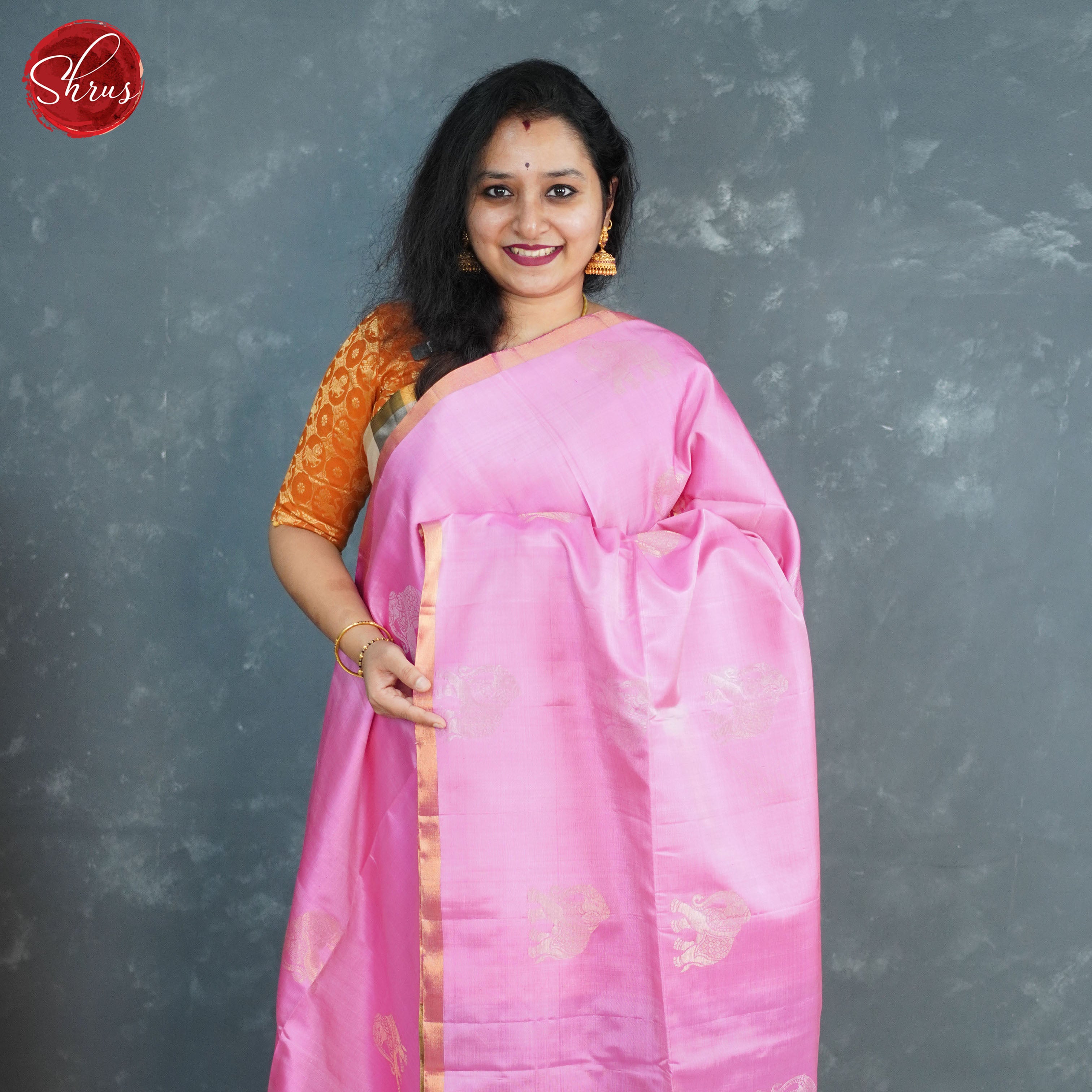 Pink and Brown - Soft Silk Saree - Shop on ShrusEternity.com