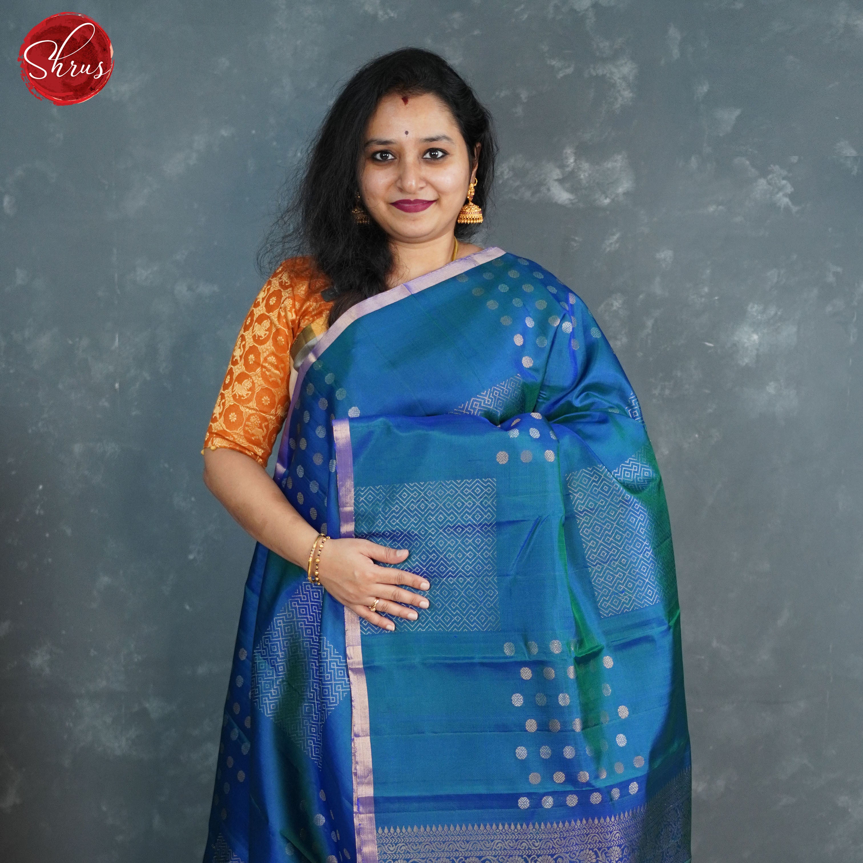 Blue and Red - Soft Silk Saree - Shop on ShrusEternity.com