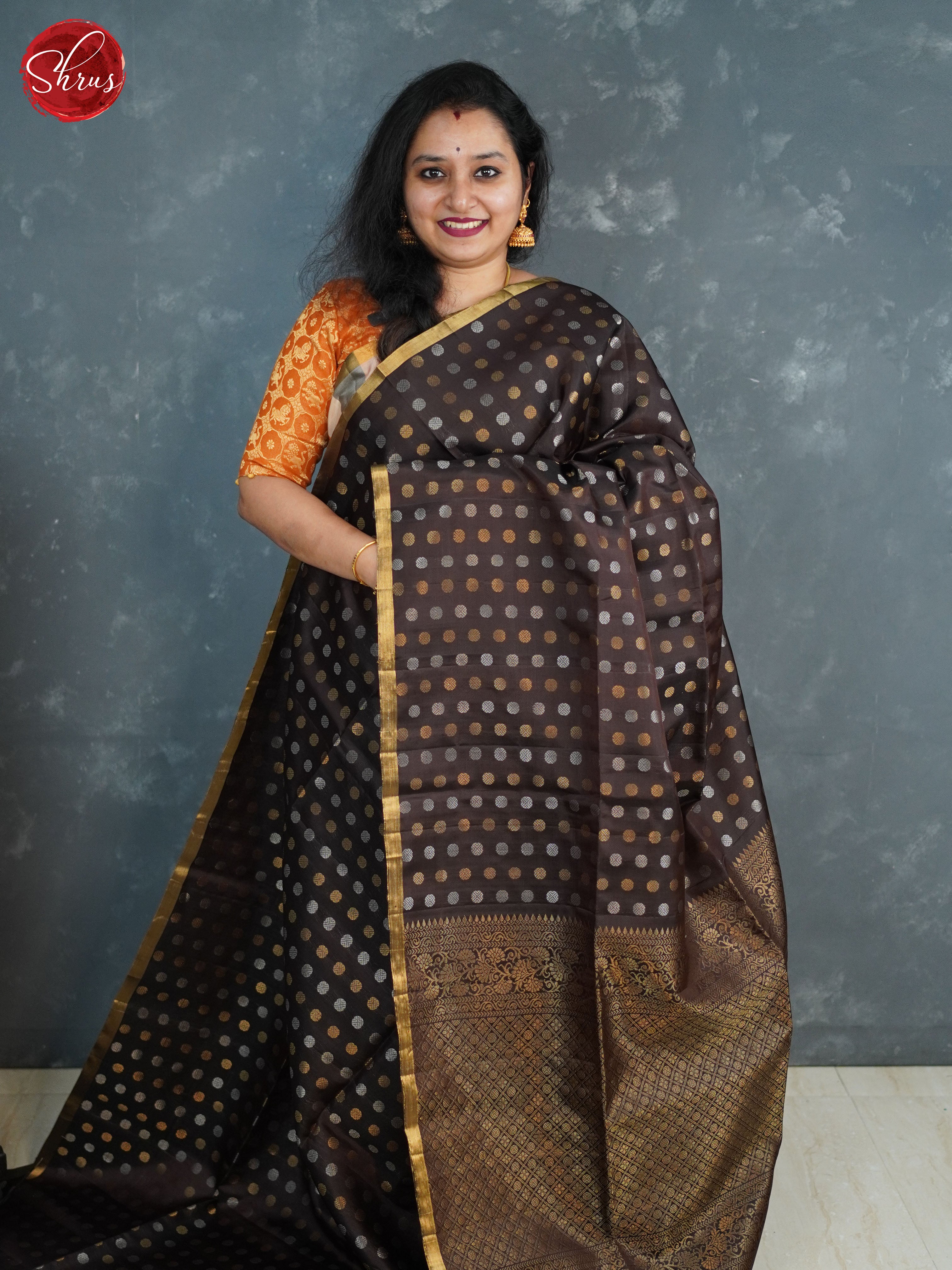 Brown and Mehandi Green - Soft Silk Saree - Shop on ShrusEternity.com