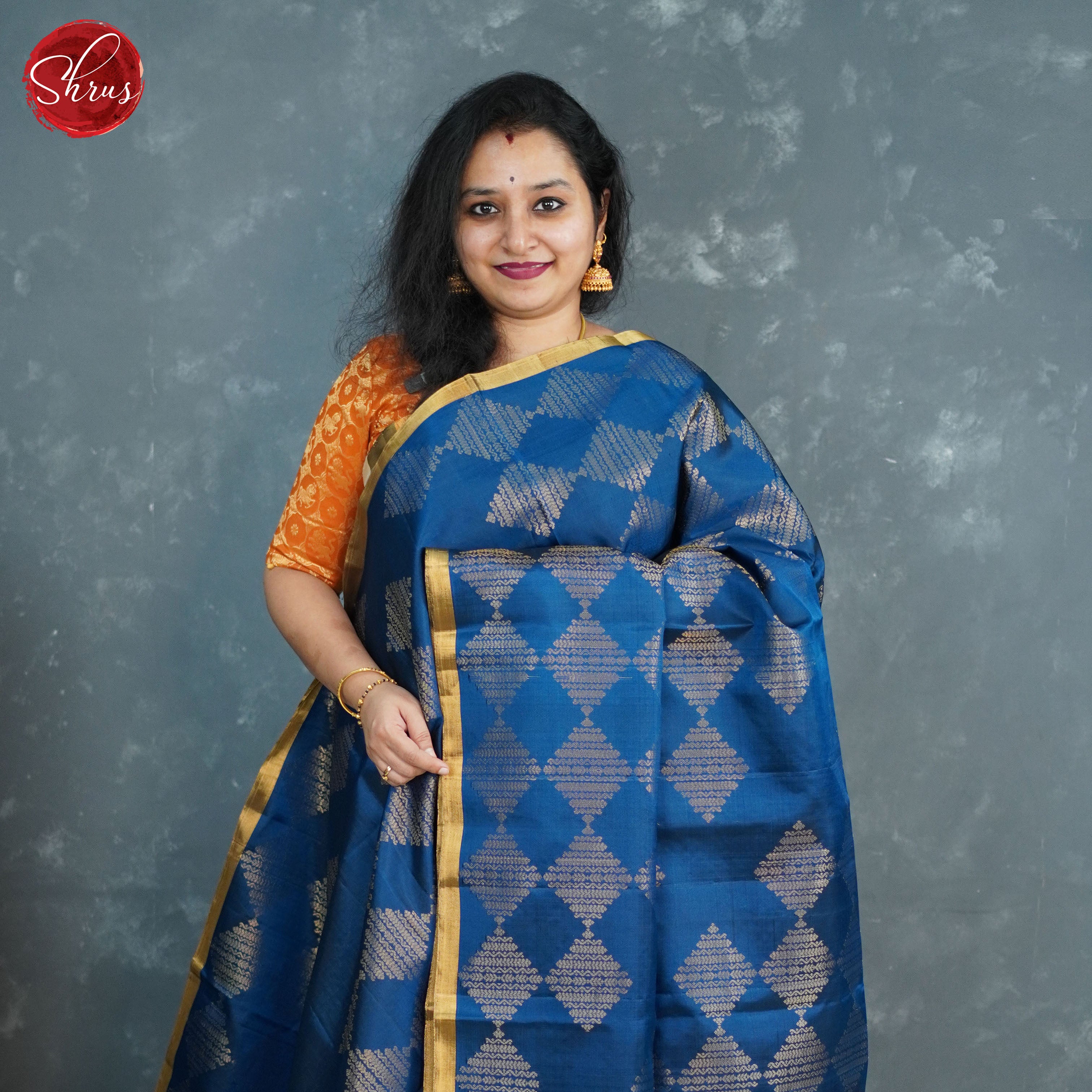 Blue and Maroon- Soft Silk Saree - Shop on ShrusEternity.com