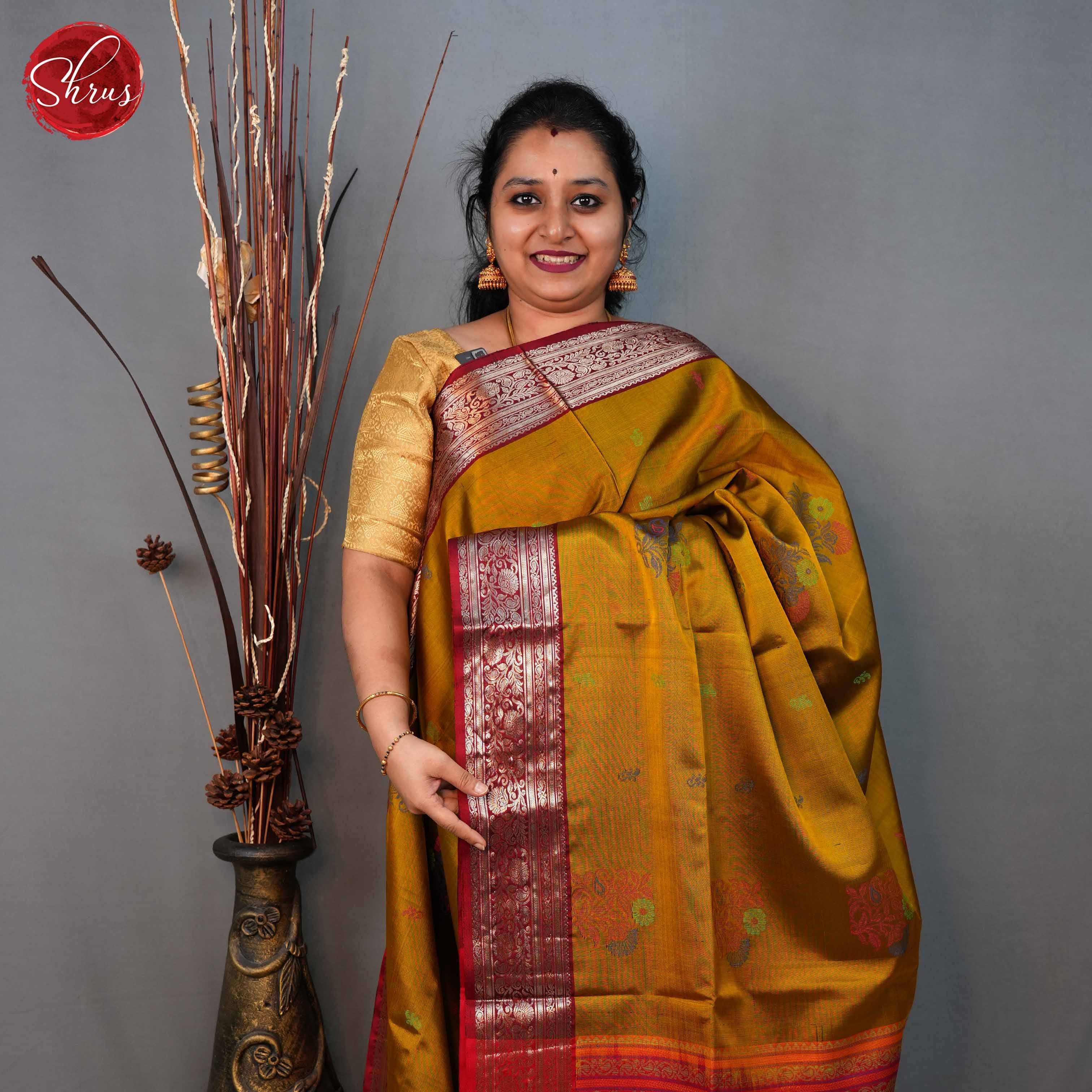 Green and Red- Soft Silk Saree - Shop on ShrusEternity.com